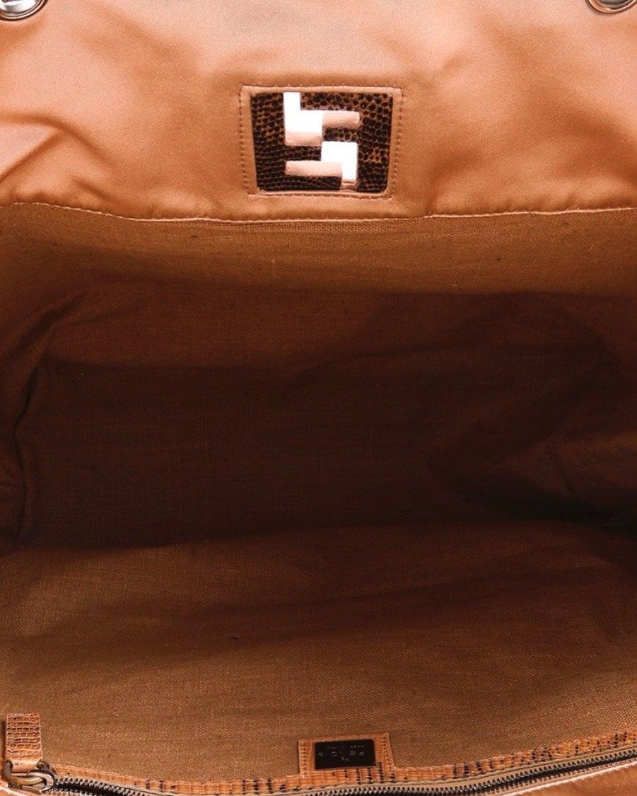 Fendi Baby Pink Satin Snakeskin Logo Tote - Image 3