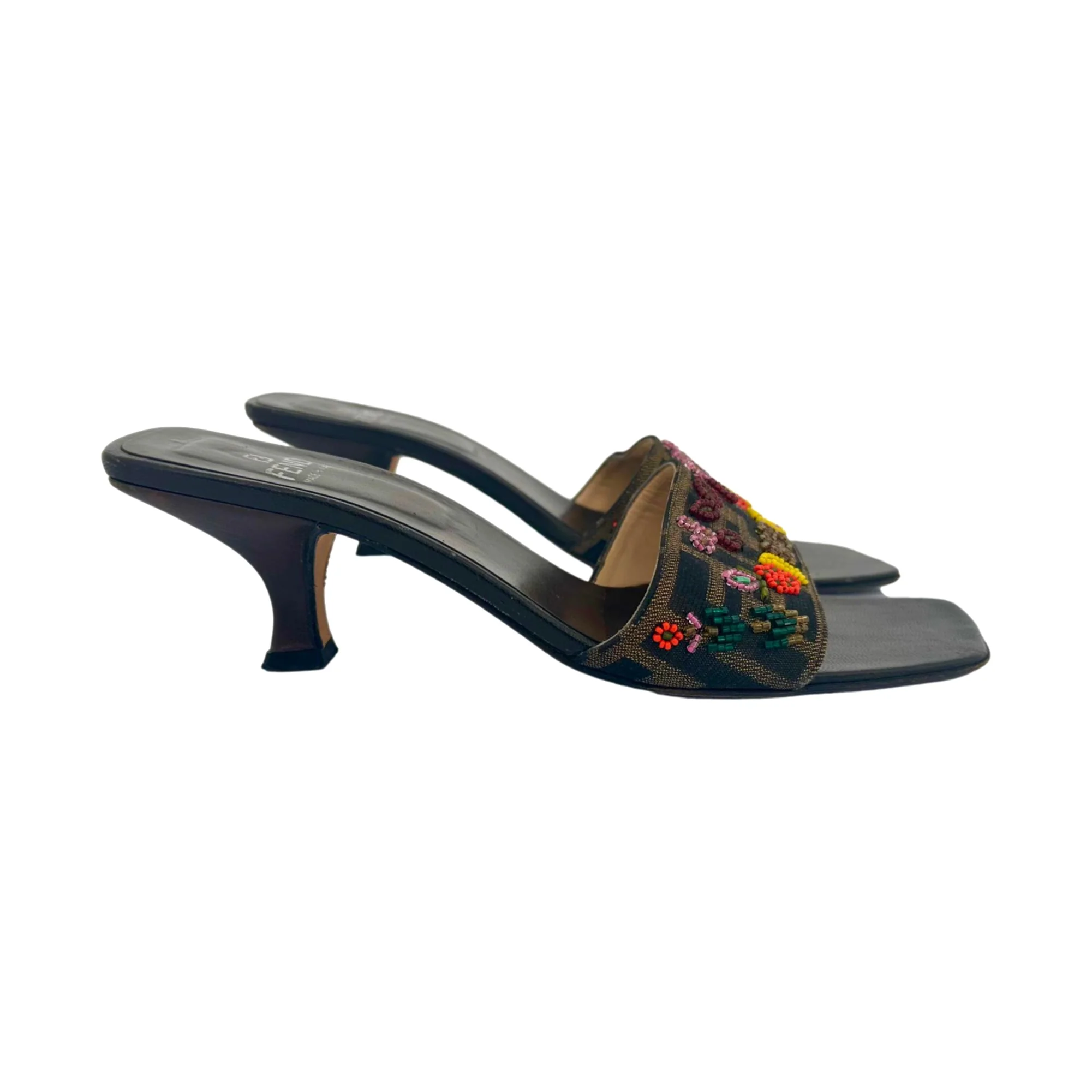 Fendi Beaded Logo Kitten Heels - Image 2