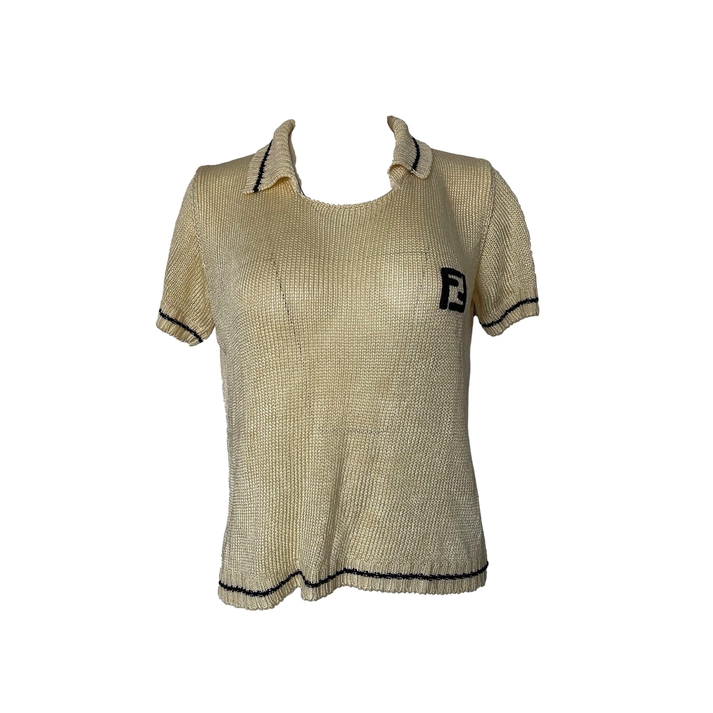 Fendi Beige Knit Logo Top