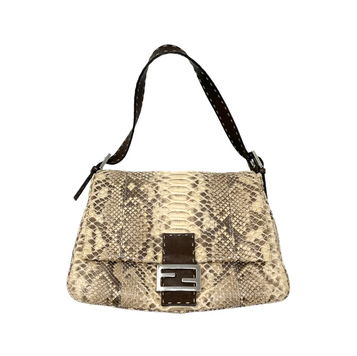 Fendi Beige Snakeskin Shoulder Bag