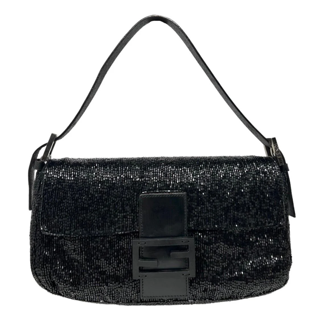 Fendi Black Beaded Baguette
