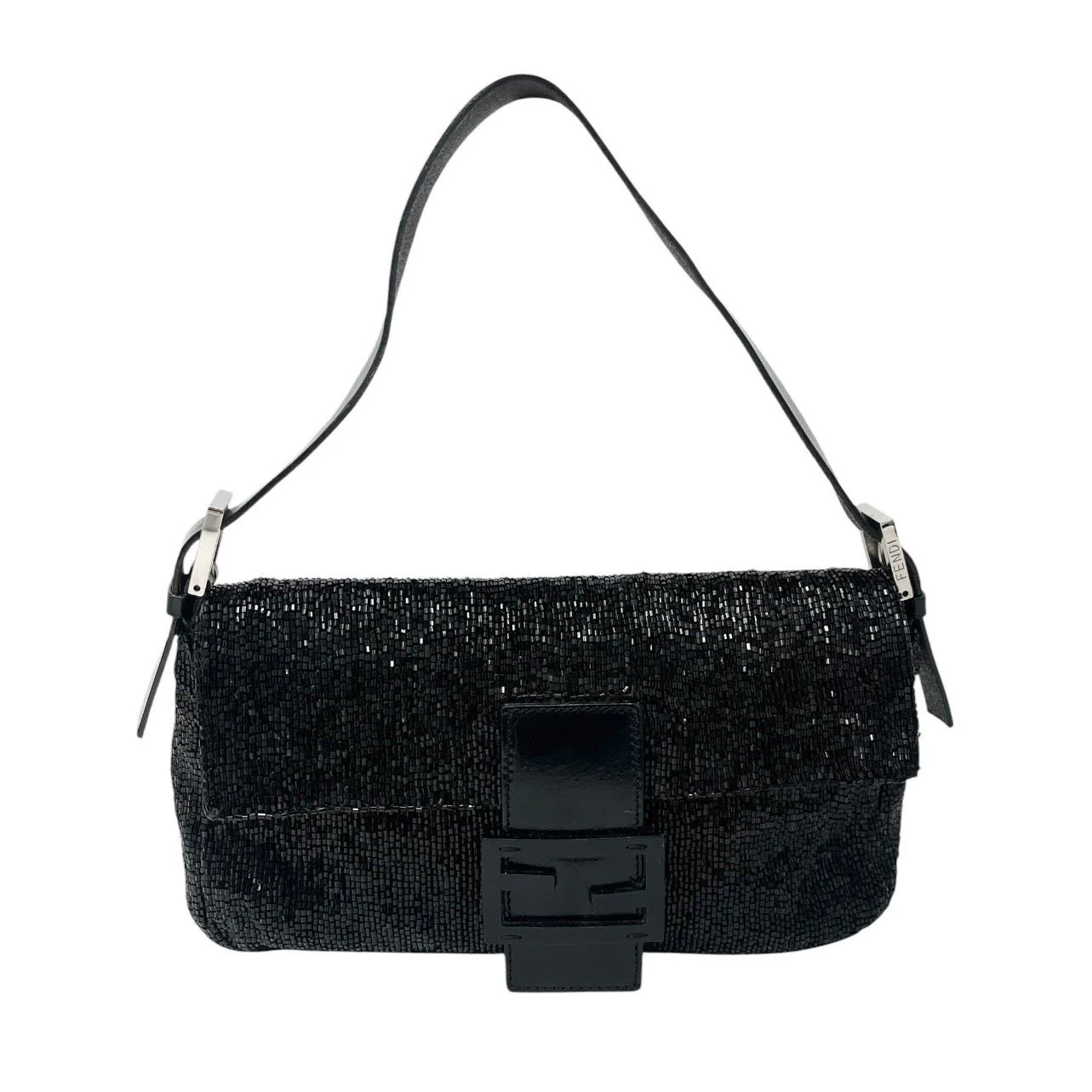 Fendi Black Beaded Baguette Bag
