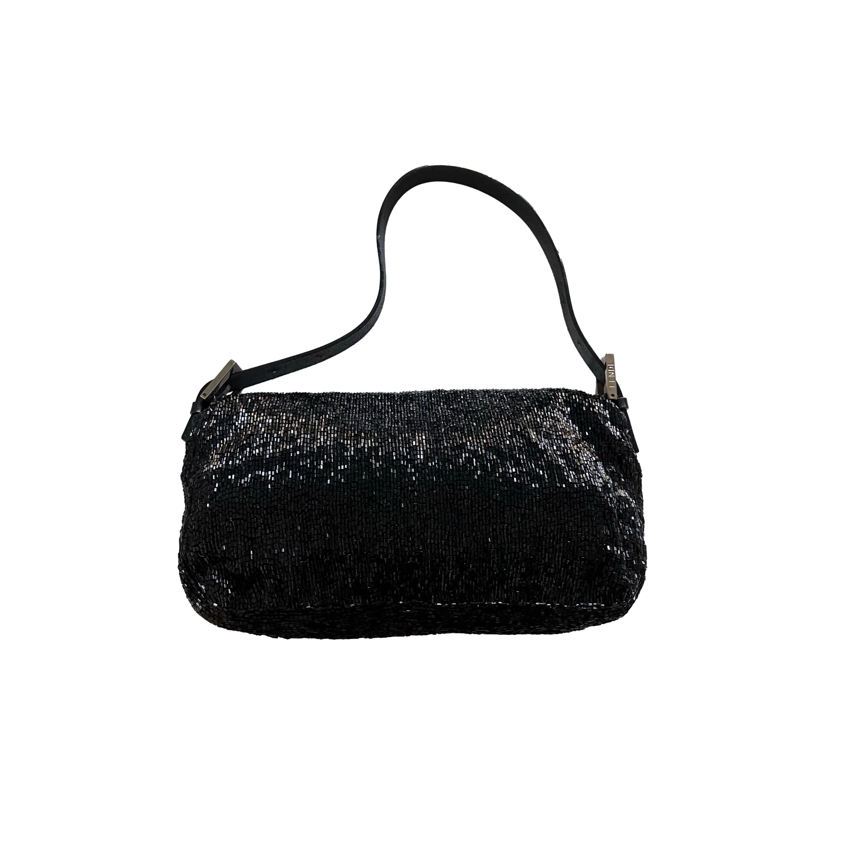 Fendi Black Beaded Baguette Shoulder Bag - Image 2
