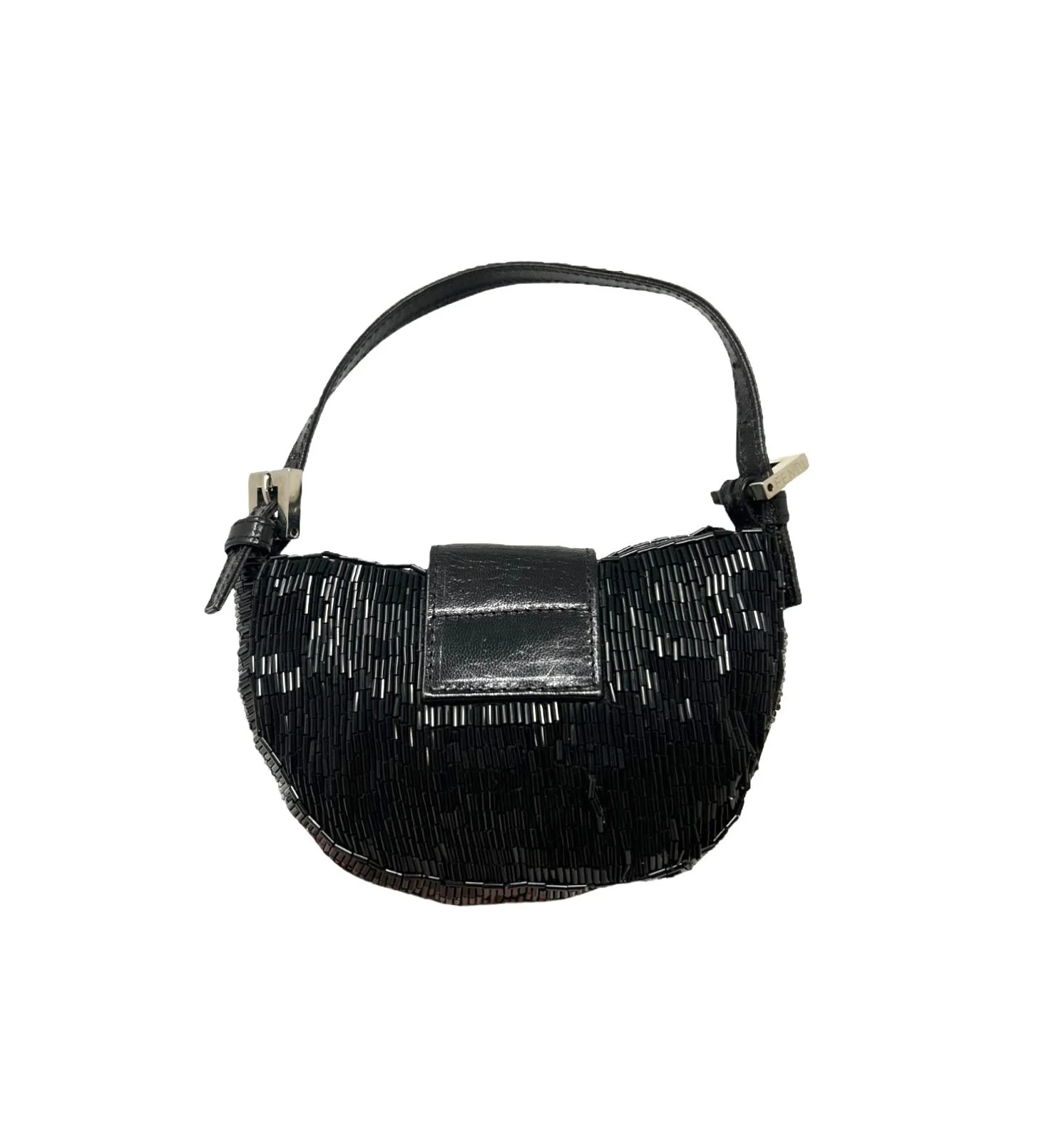 Fendi Black Beaded Croissant Bag - Image 2