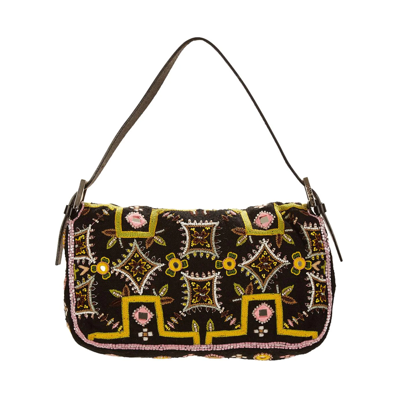 Fendi Black Beaded Fringe Baguette - Image 2