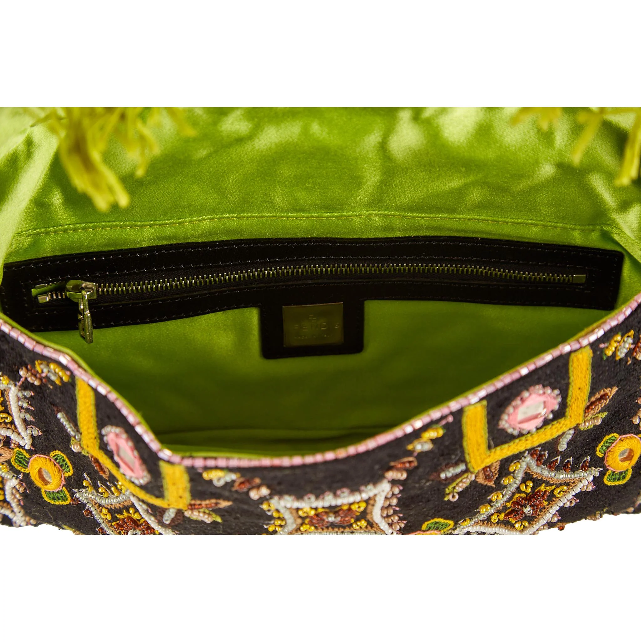 Fendi Black Beaded Fringe Baguette - Image 4