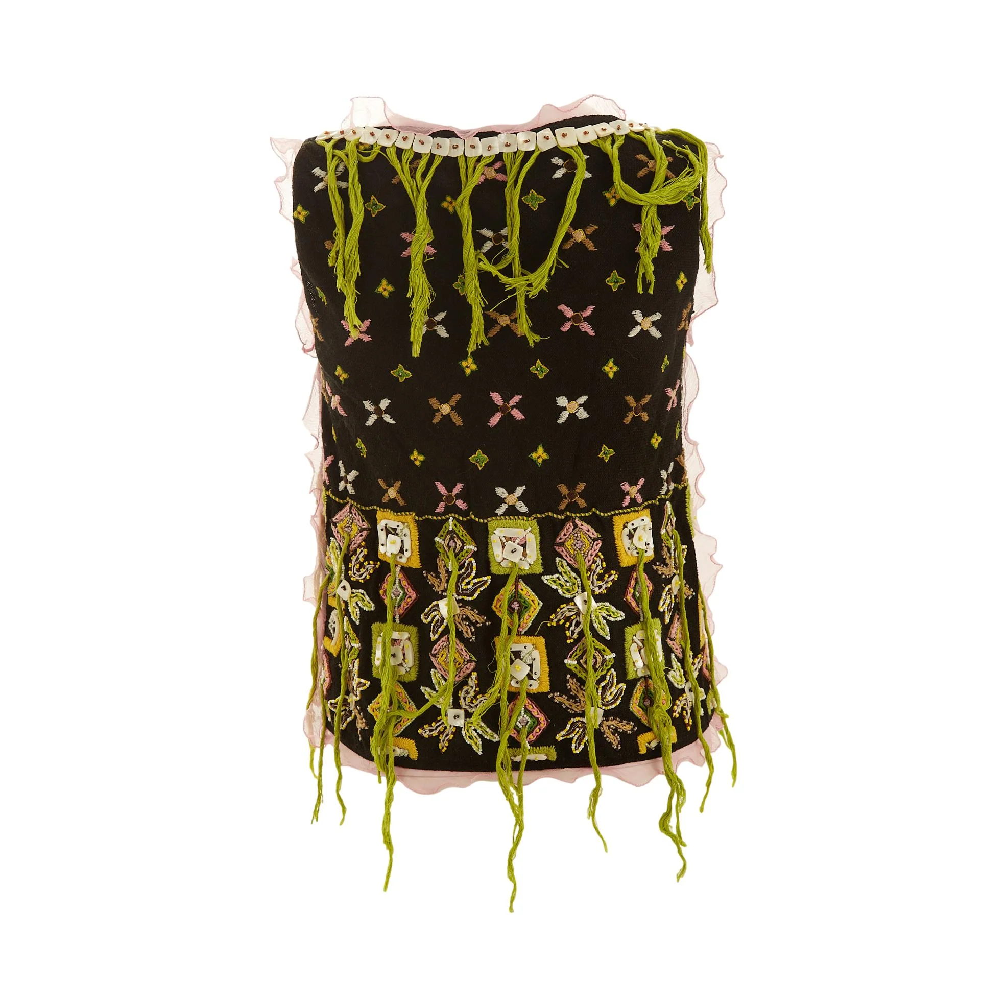 Fendi Black Beaded Fringe Tank - Image 2