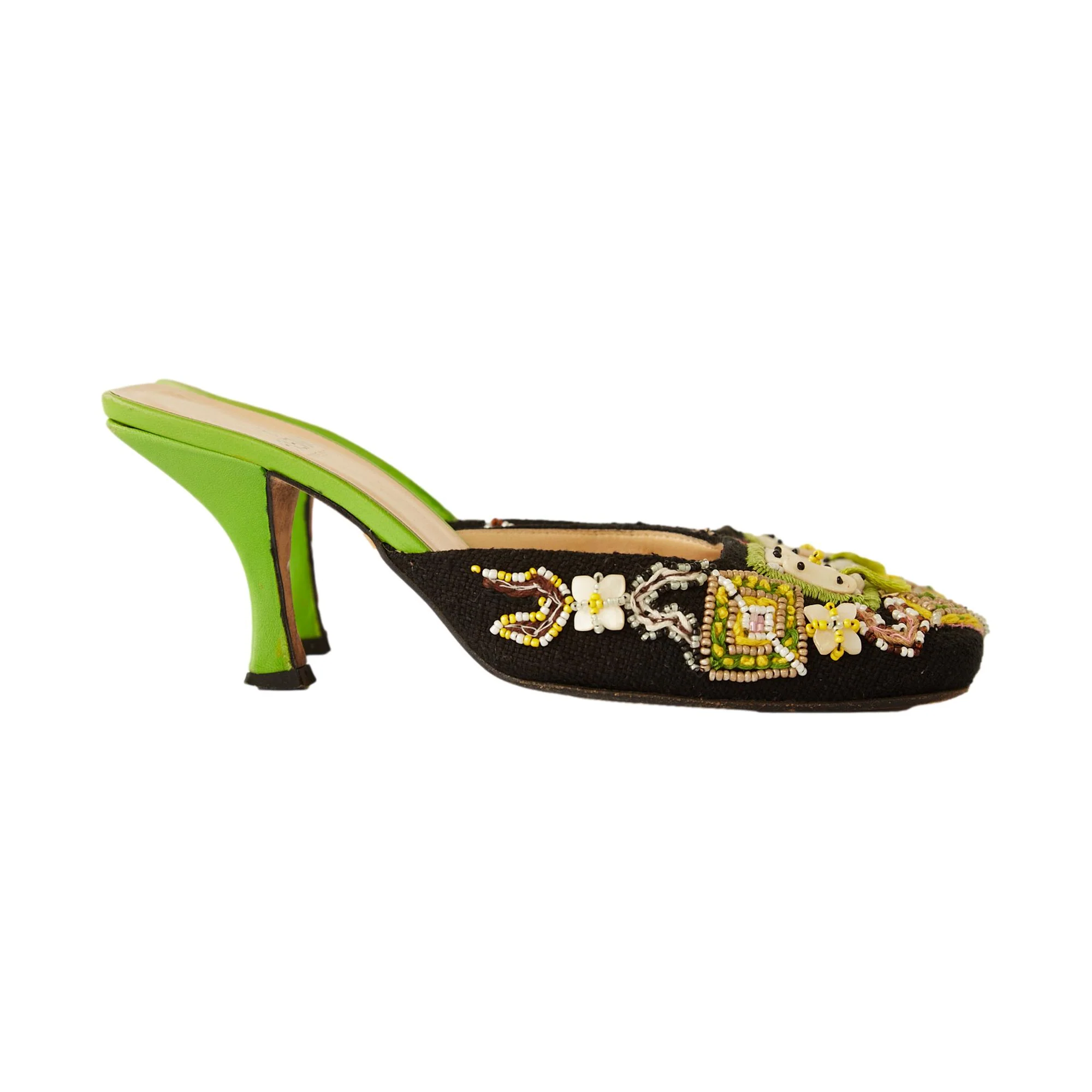 Fendi Black Beaded Kitten Heels - Image 3