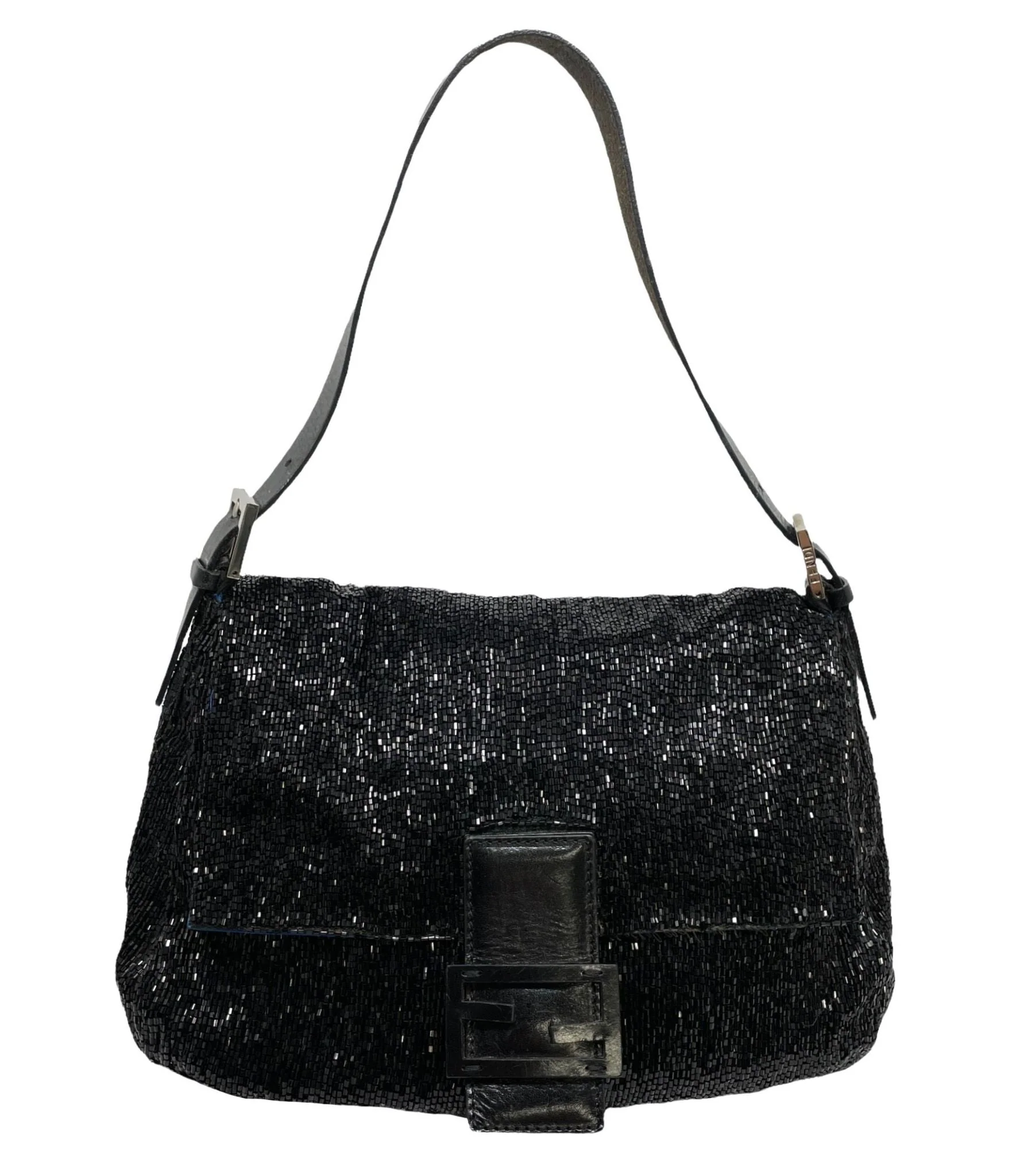 Fendi Black Beaded Mamma Baguette