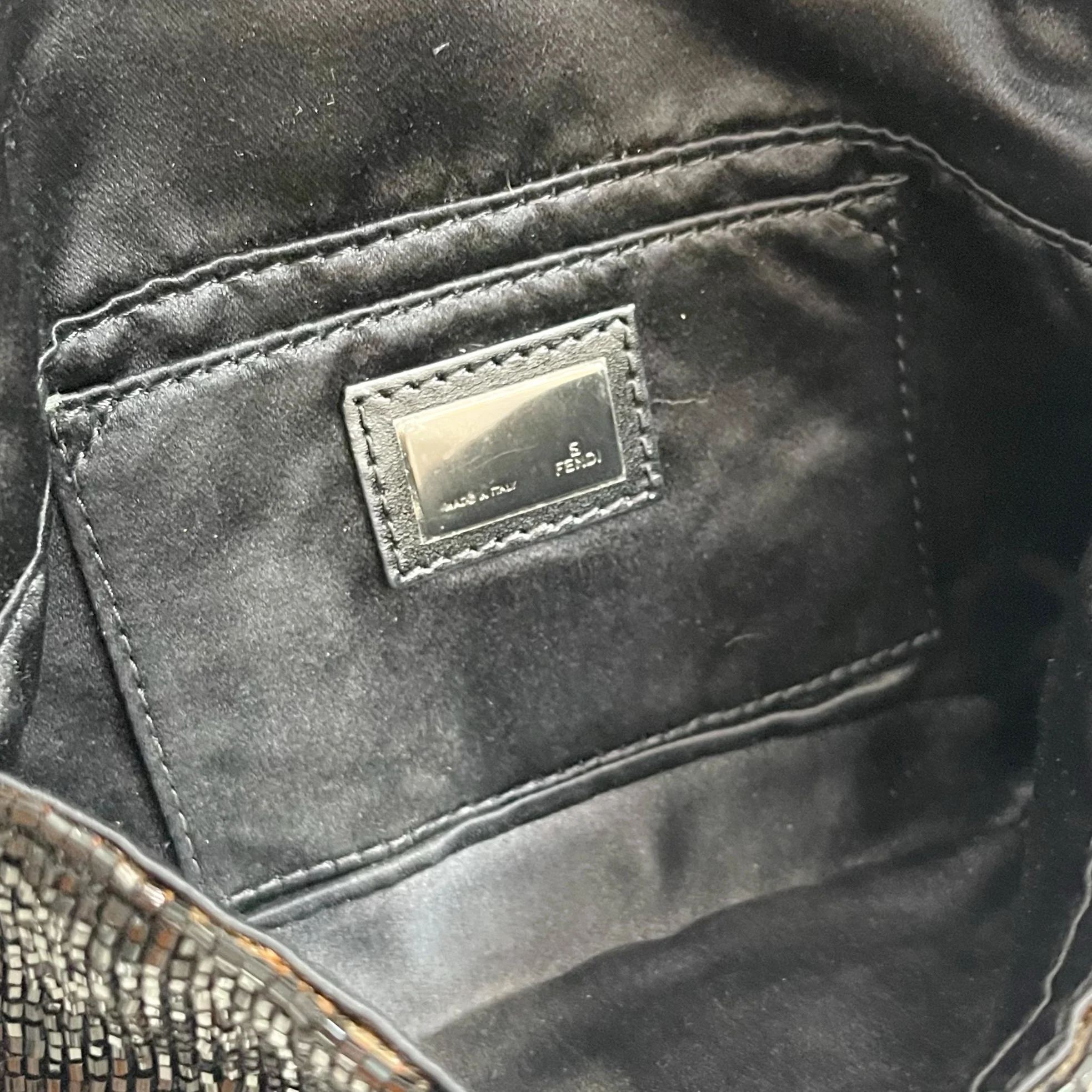 Fendi Black Beaded Mini Baguette Bag - Image 3