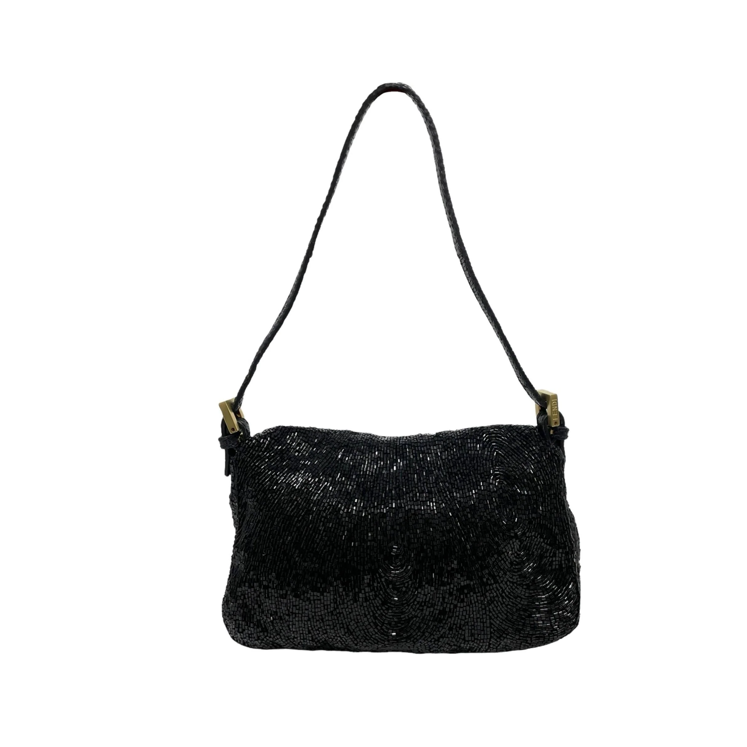 Fendi Black Beaded Mini Baguette Bag - Image 2