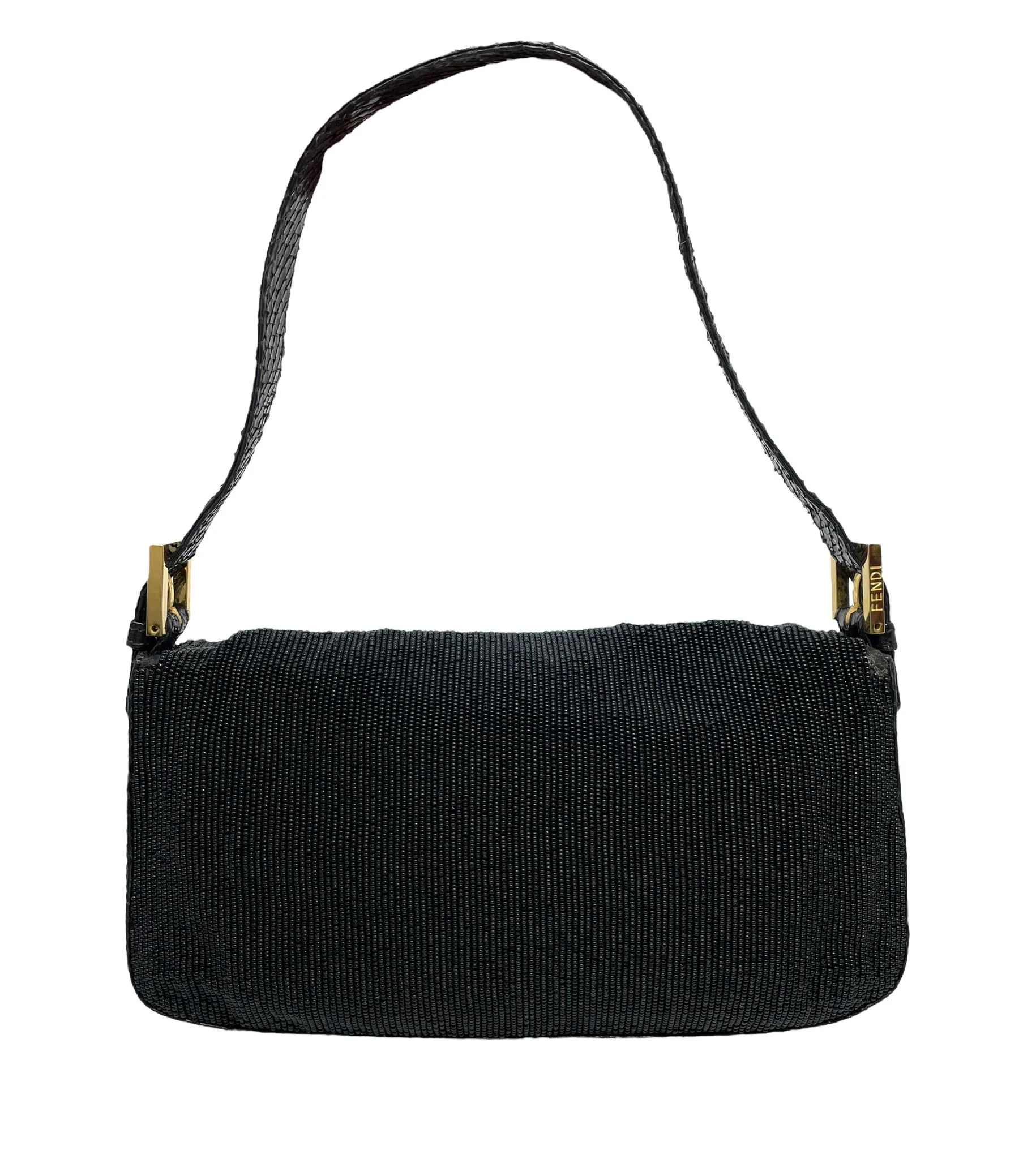Fendi Black Beaded Snakeskin Baguette - Image 2