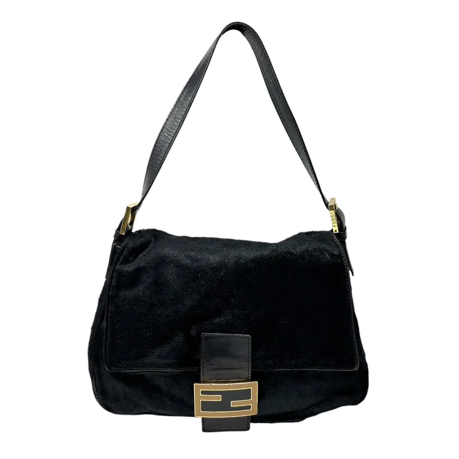Fendi Black Calf-Hair Mama Baguette Bag - Image 2