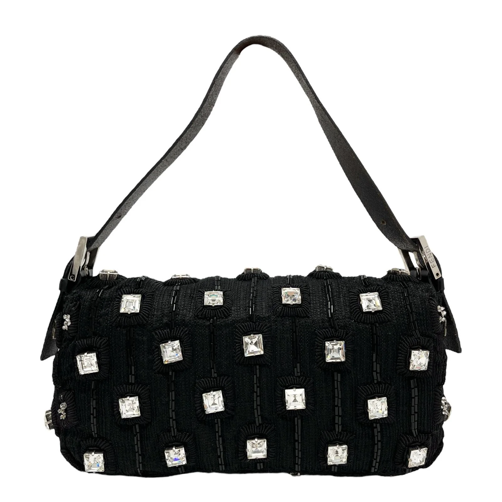 Fendi Black Crystal Beaded Baguette Bag - Image 2