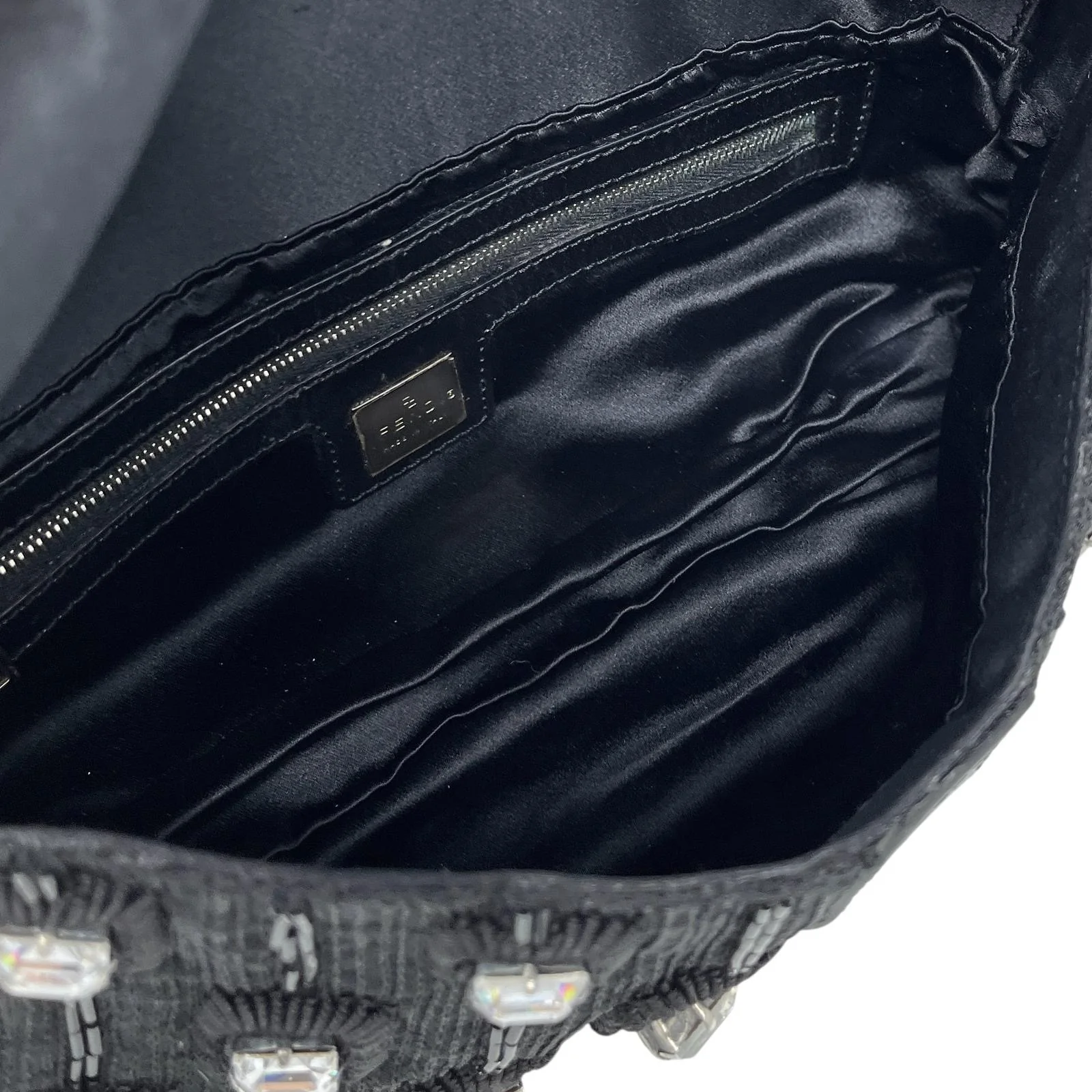 Fendi Black Crystal Beaded Baguette Bag - Image 3