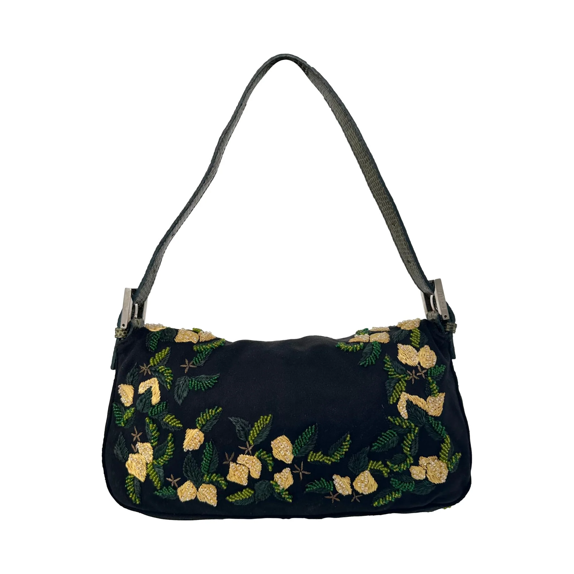 Fendi Black Lemon Beaded Baguette - Image 2