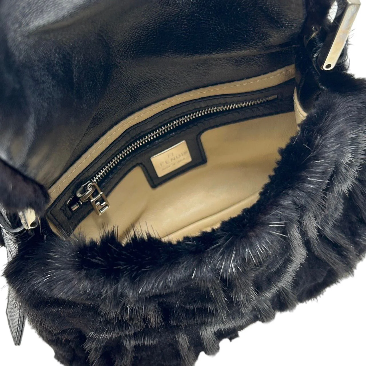 Fendi Black Mink Mini Baguette - Image 3
