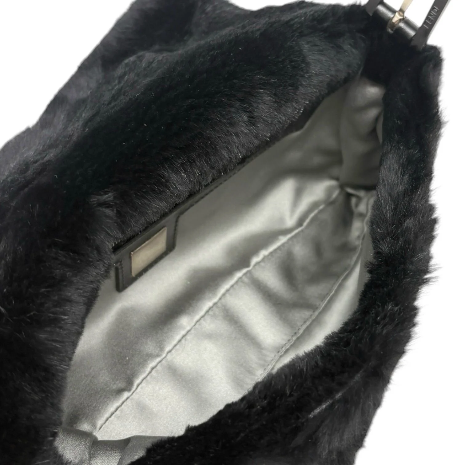 Fendi Black Fur Baguette Bag - Image 3