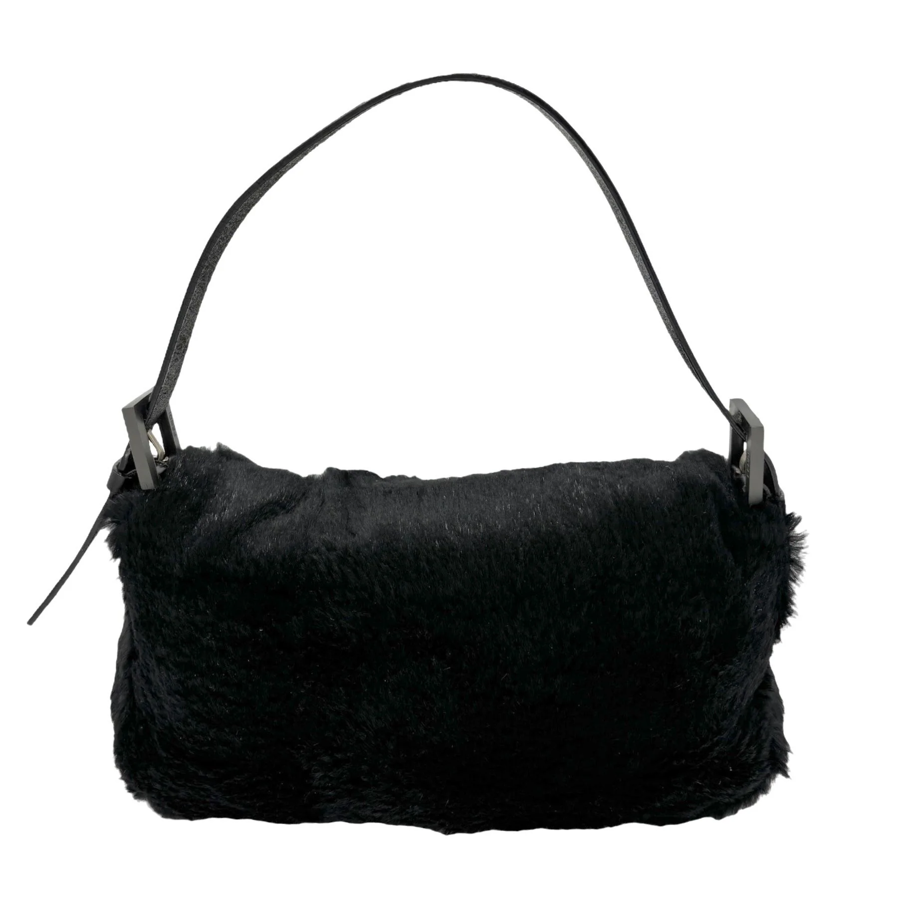 Fendi Black Fur Baguette Bag - Image 2