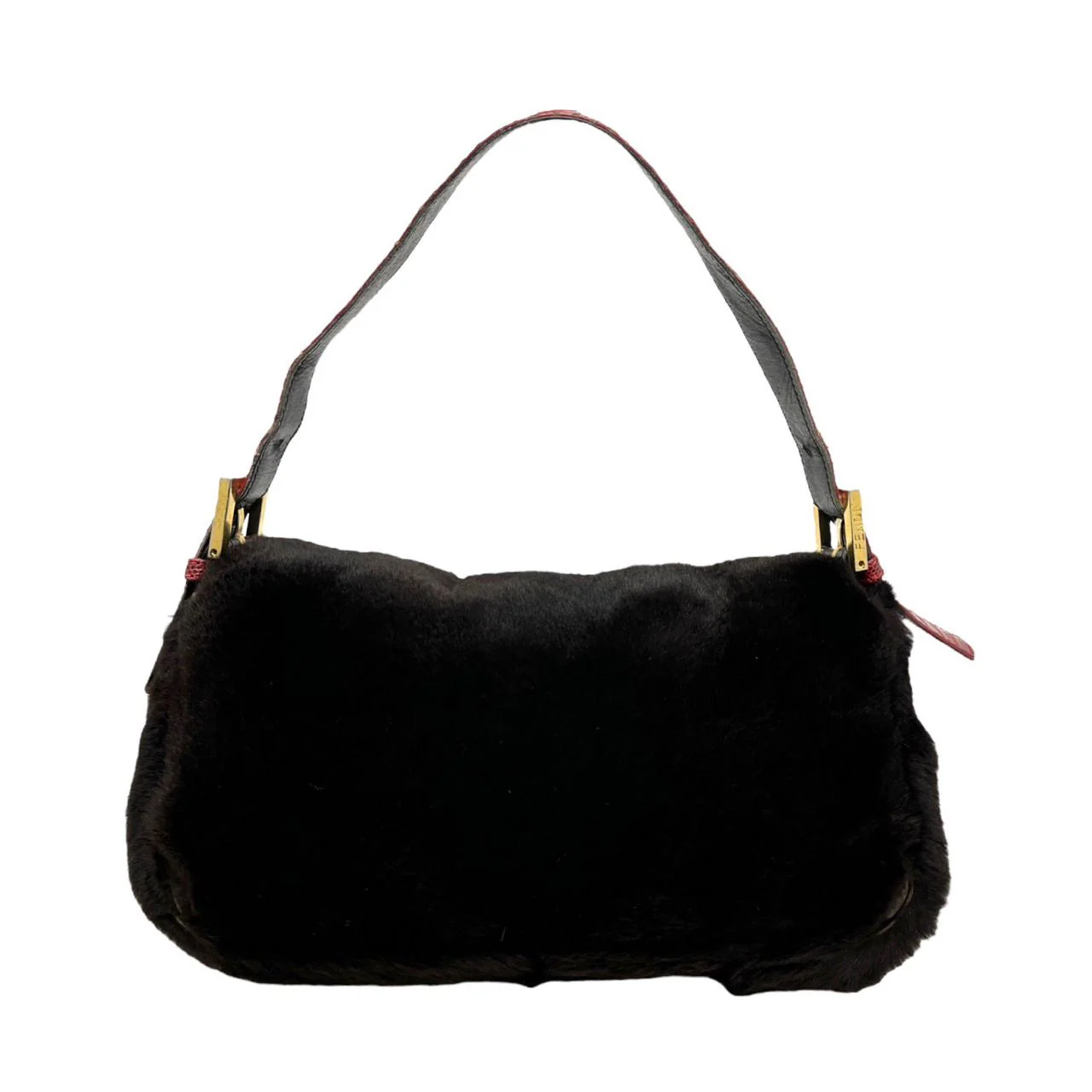 Fendi Black Fur Logo Baguette - Image 2