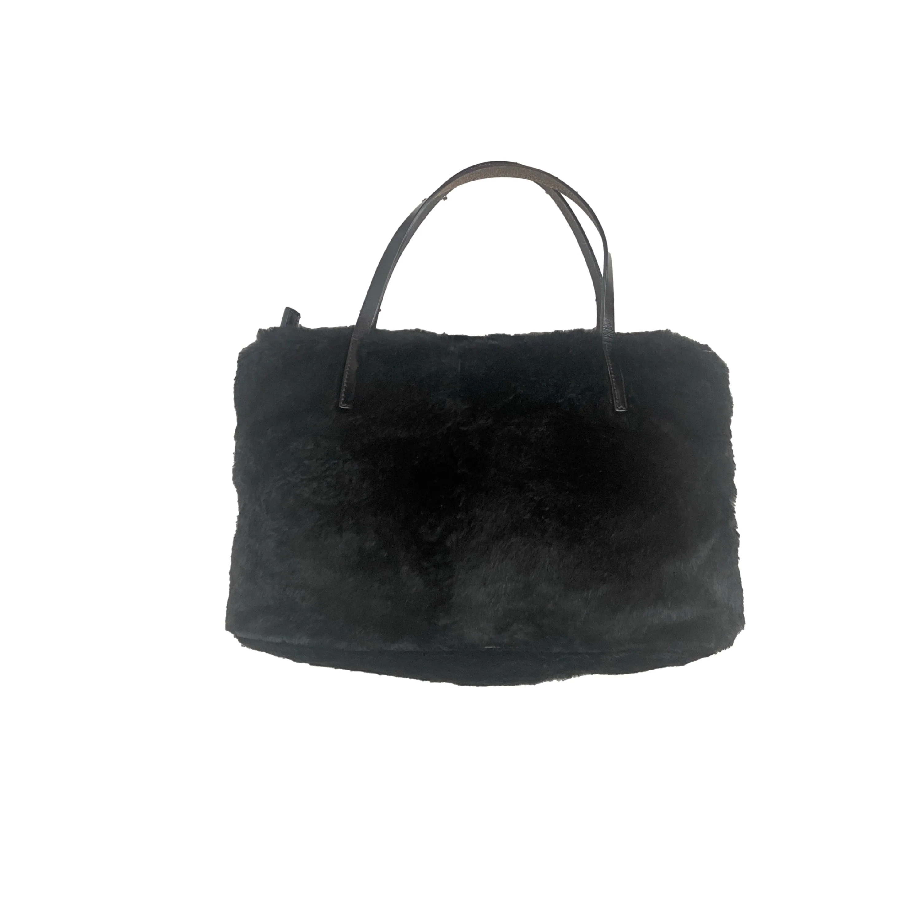 Fendi Black Fur Logo Shoulder Bag - Image 2