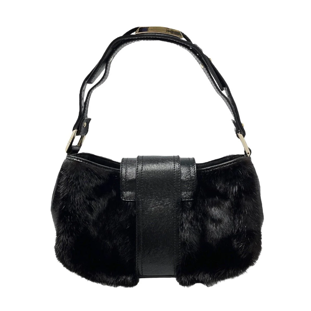 Fendi Black Fur Small Shoulder Bag - Image 2