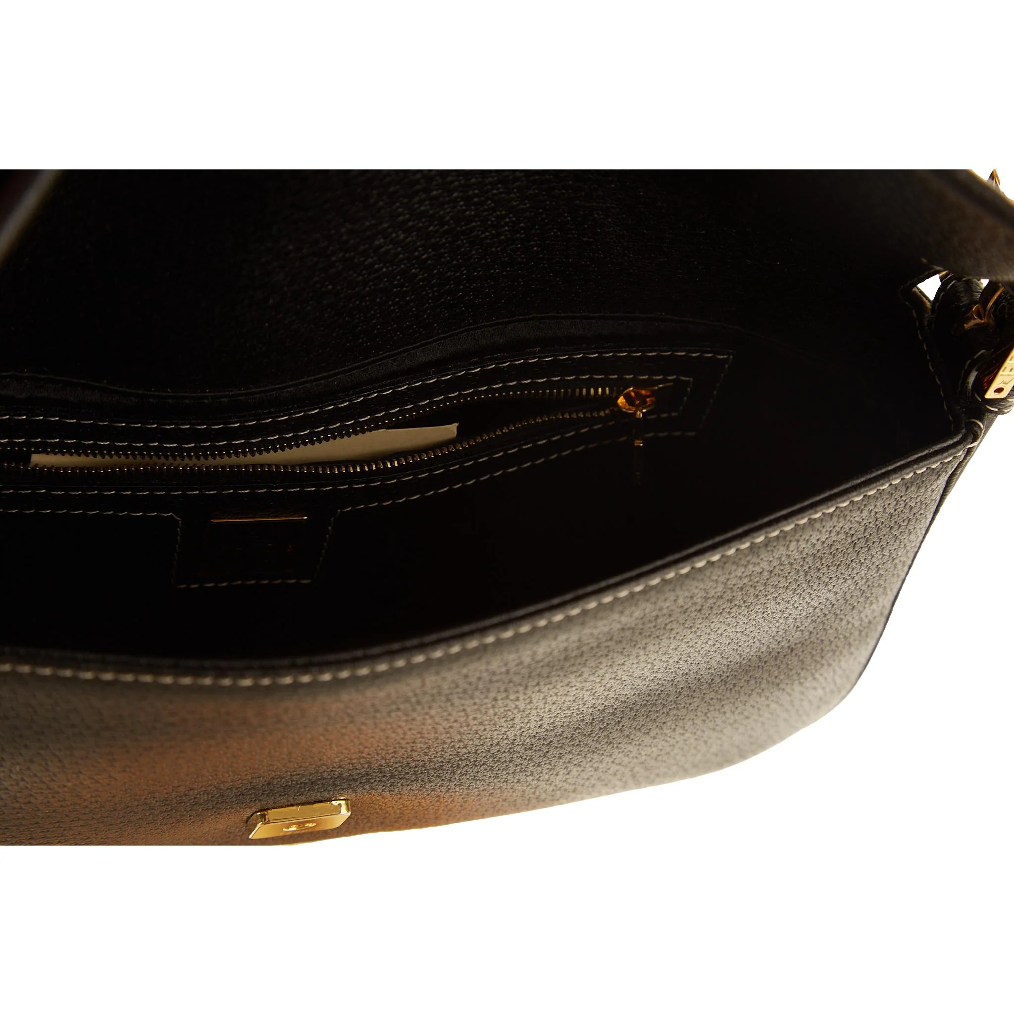 Fendi Black Leather Baguette - Image 4