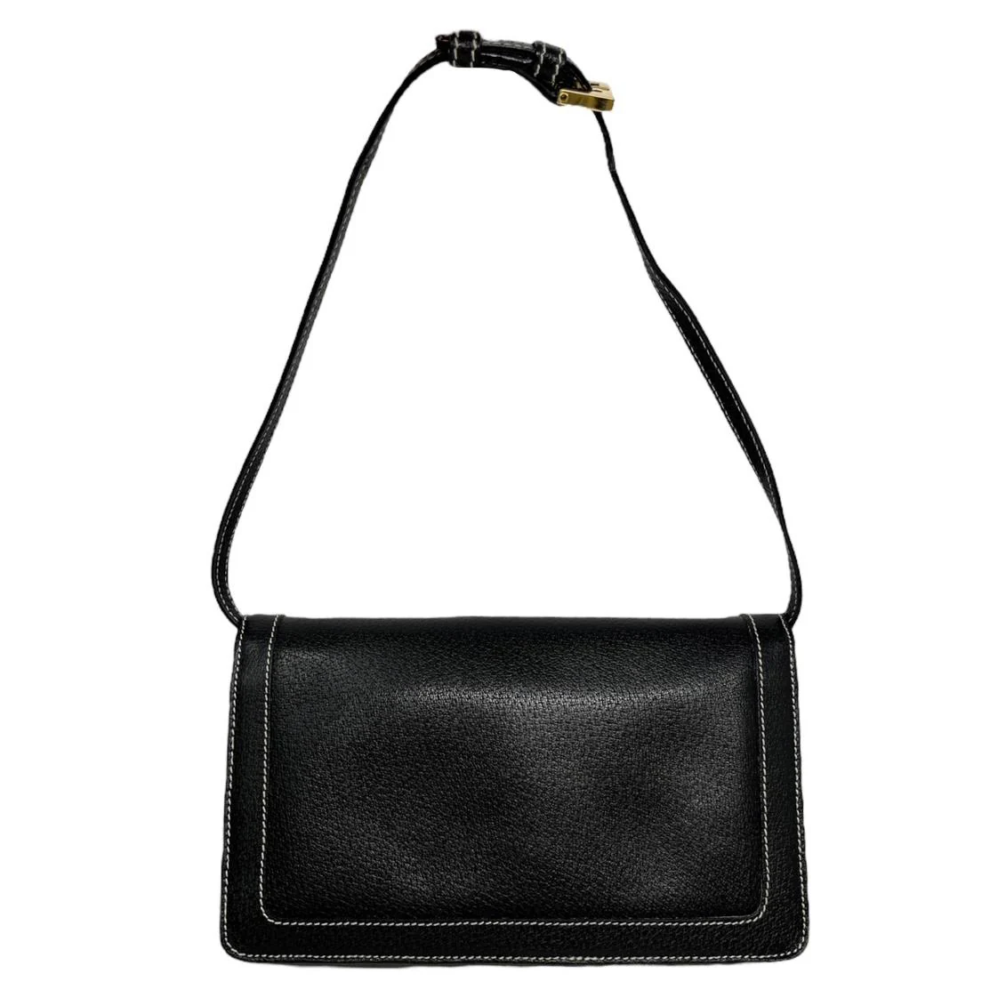 Fendi Black Leather Contrast Stitch Baguette - Image 2