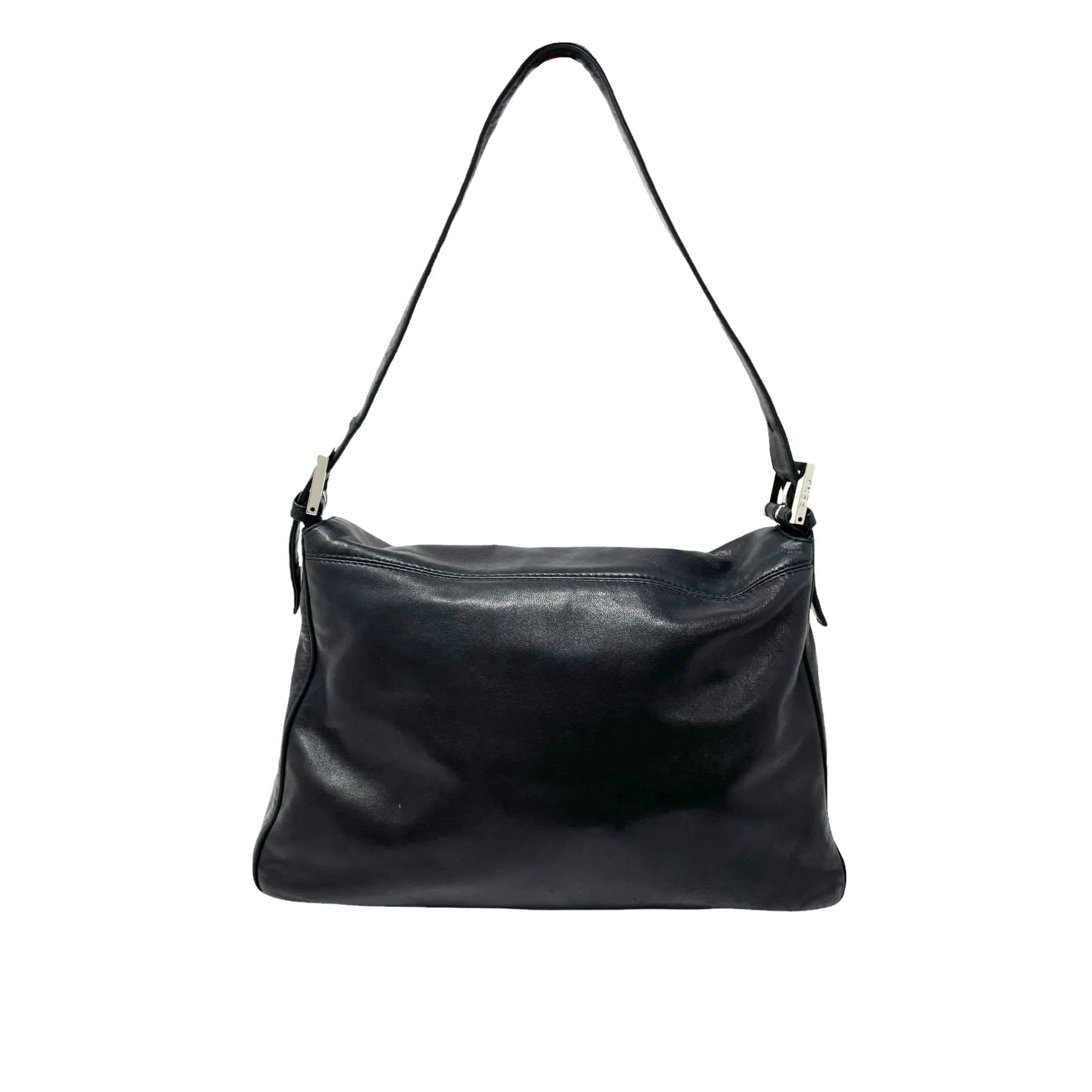 Fendi Black Leather Logo Baguette Bag - Image 2