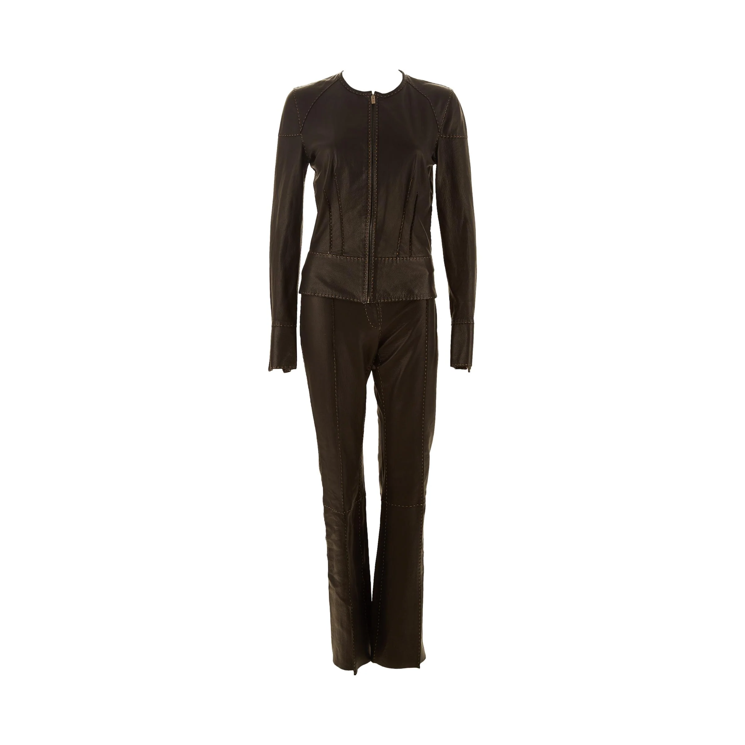 Fendi Black Leather Pant Set - Image 2