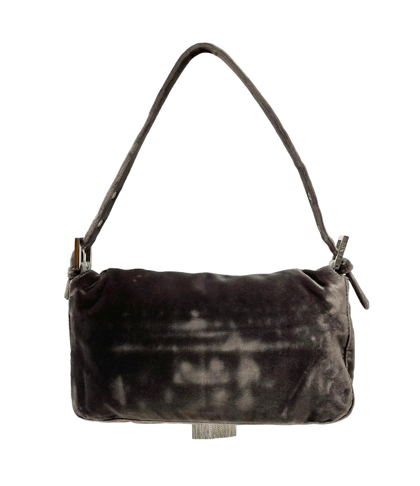 Fendi Grey Velvet Tassel Baguette - Image 2