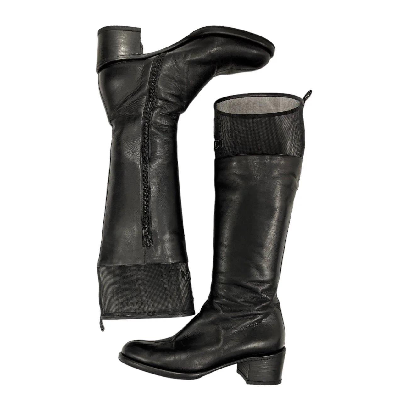 Fendi Black Mesh Logo Boots