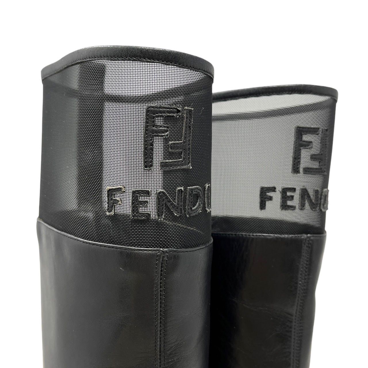 Fendi Black Mesh Logo Boots - Image 3