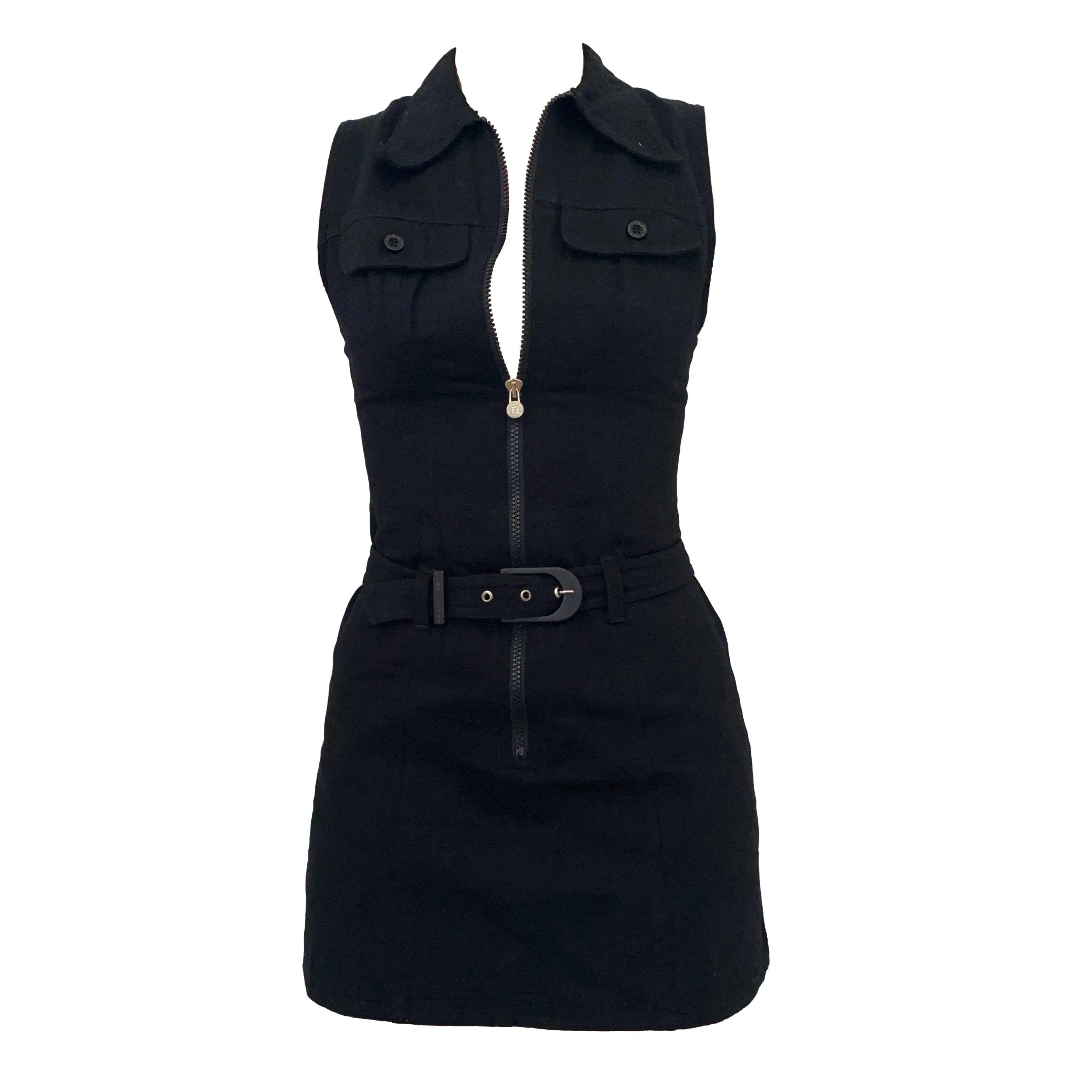 Fendi Black Monogram Zip Up Dress