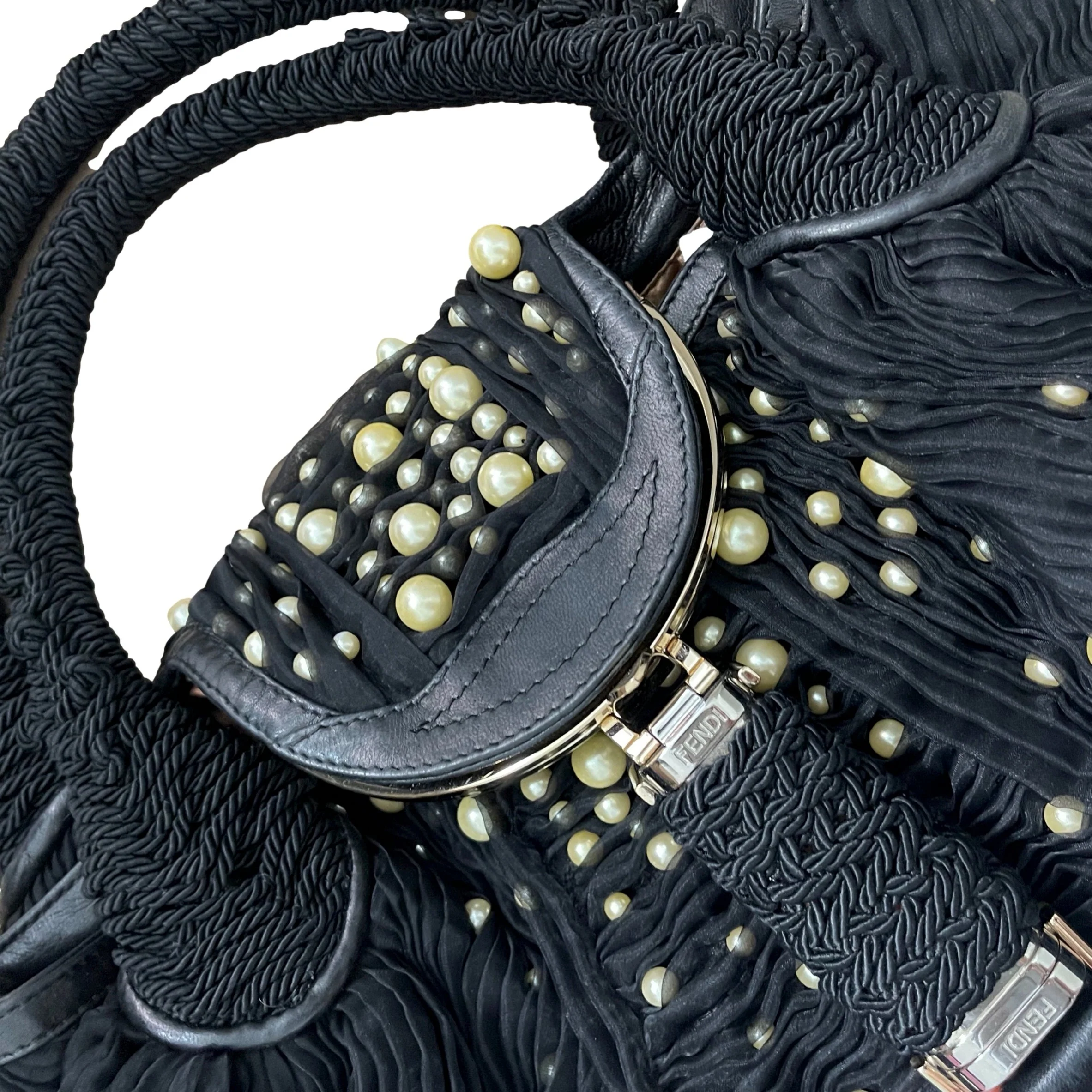 Fendi Black Pearl Jumbo Spy Bag - Image 3