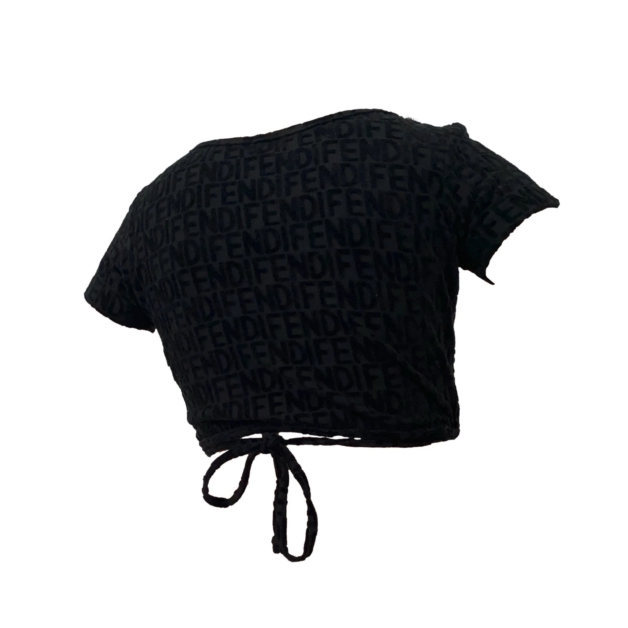 Fendi Black Raised Logo Tie Top - Image 2
