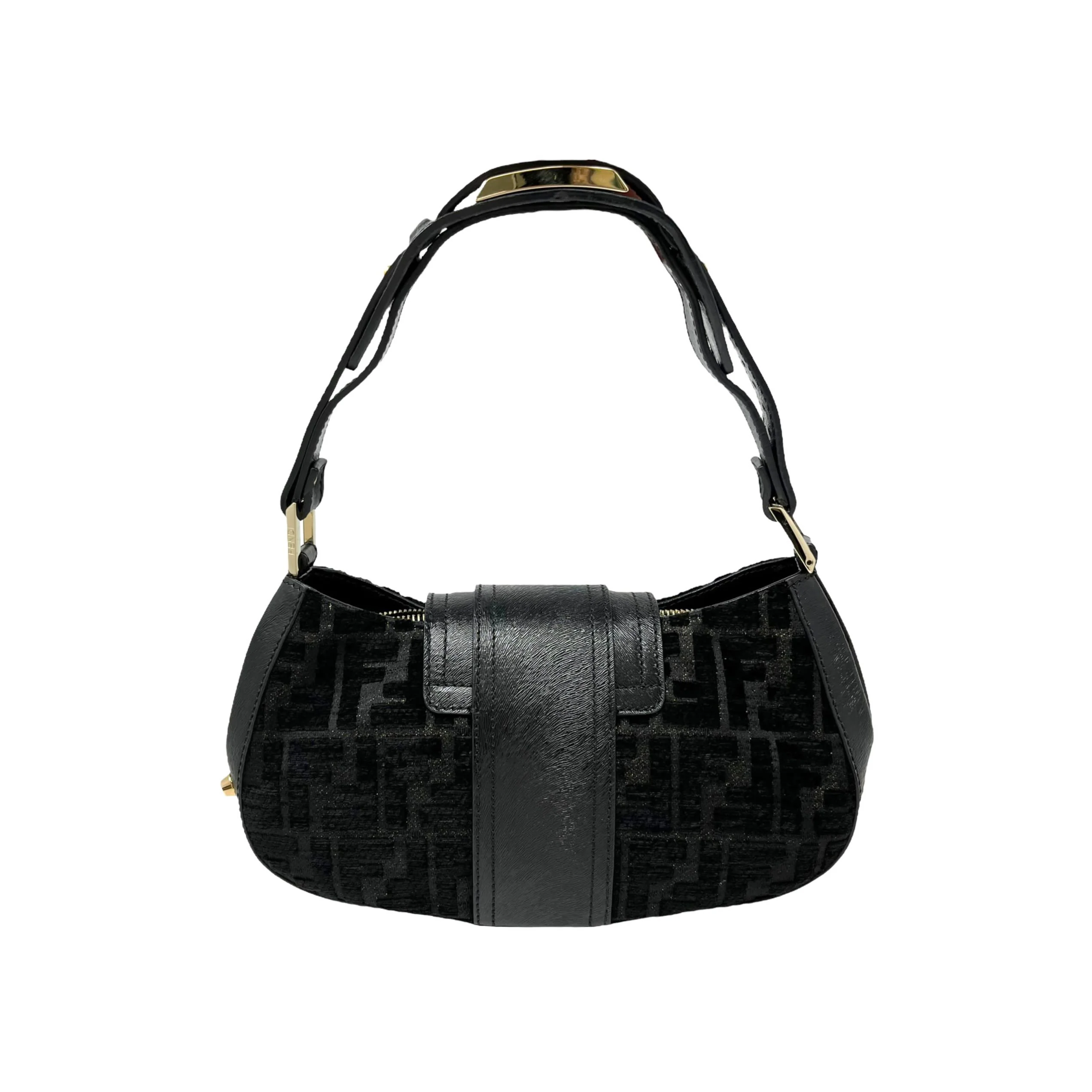 Fendi Black Raised Mini Velvet Shoulder Bag - Image 2