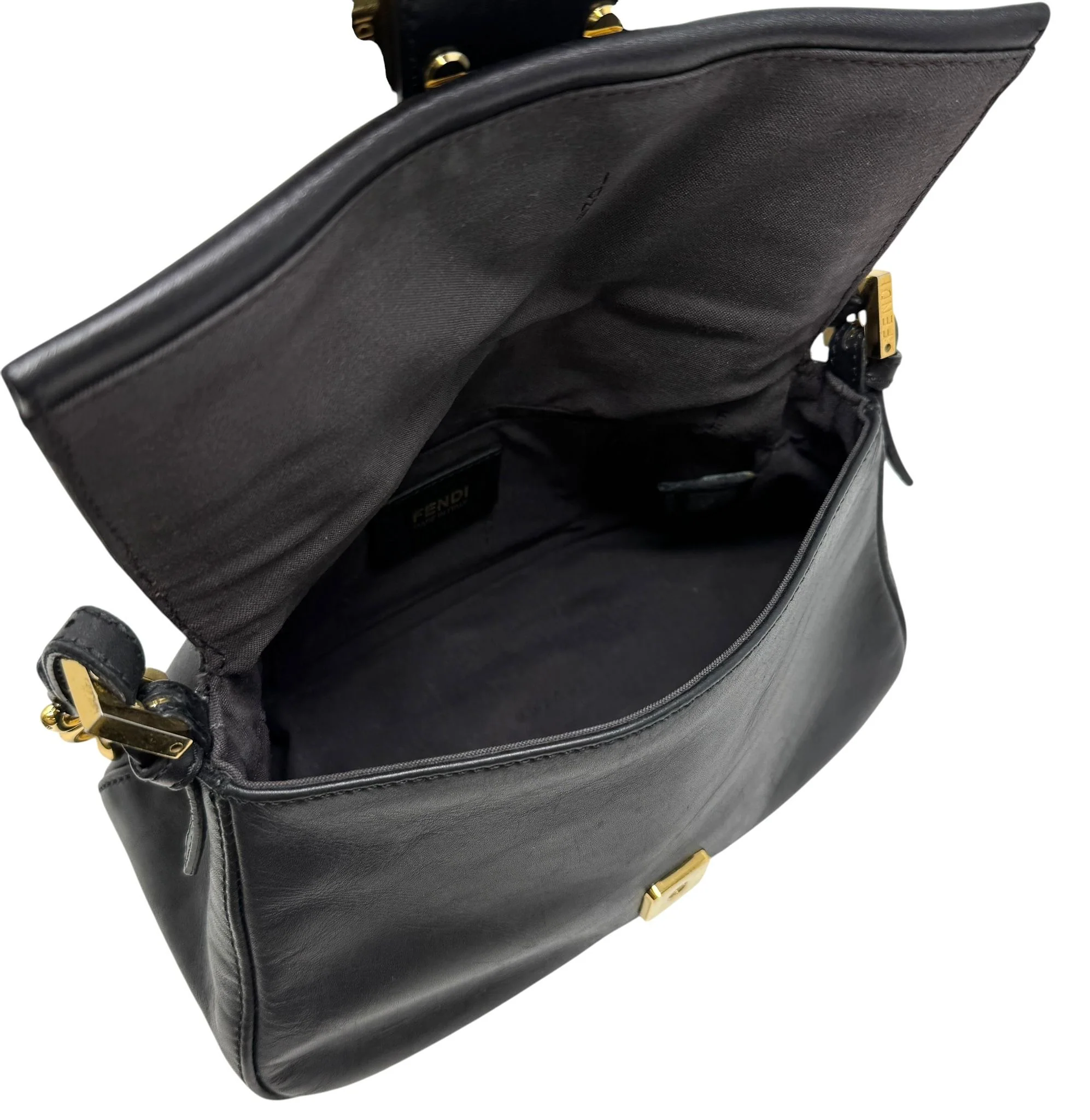 Fendi Black Snake Clasp Baguette Bag - Image 4