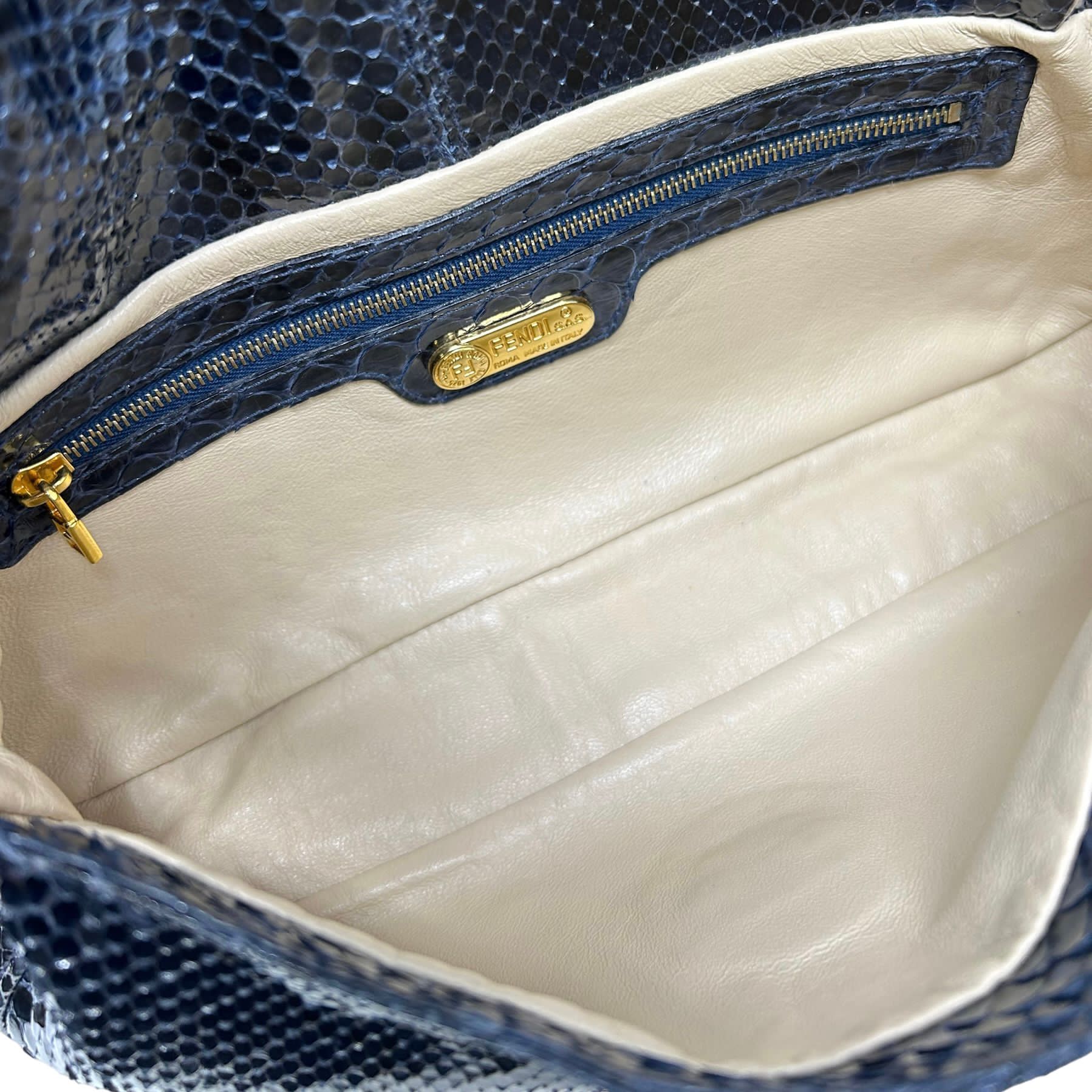 Fendi Black Snakeskin Baguette - Image 3