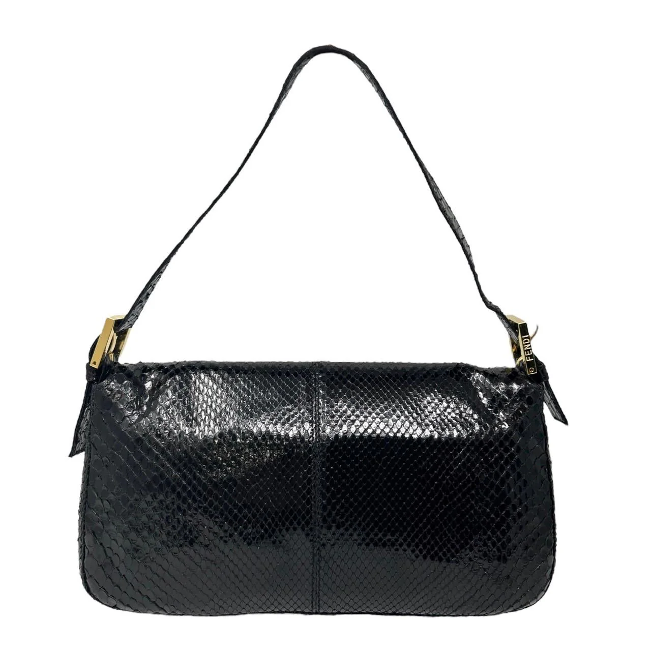 Fendi Black Snakeskin Baguette Bag - Image 2