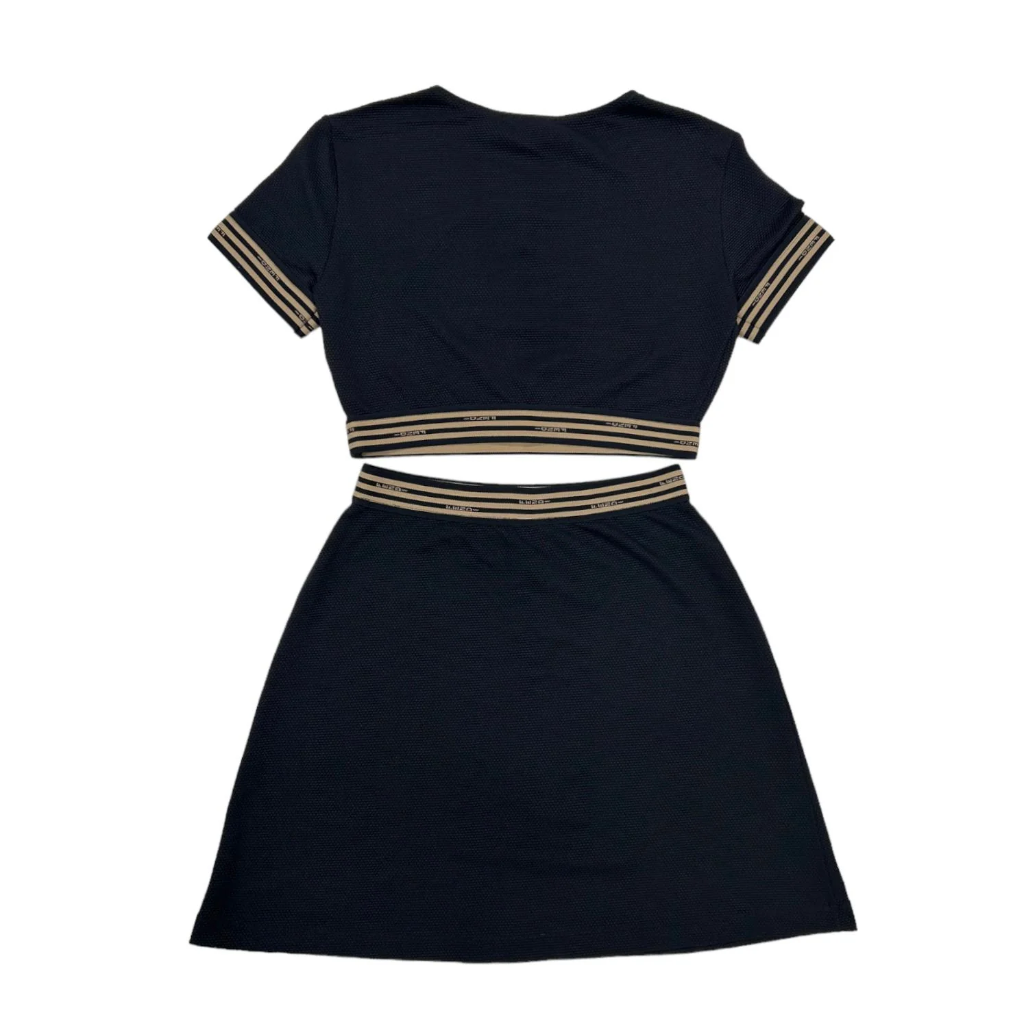 Fendi Black Stripe Stretch Crop Top Set - Image 2