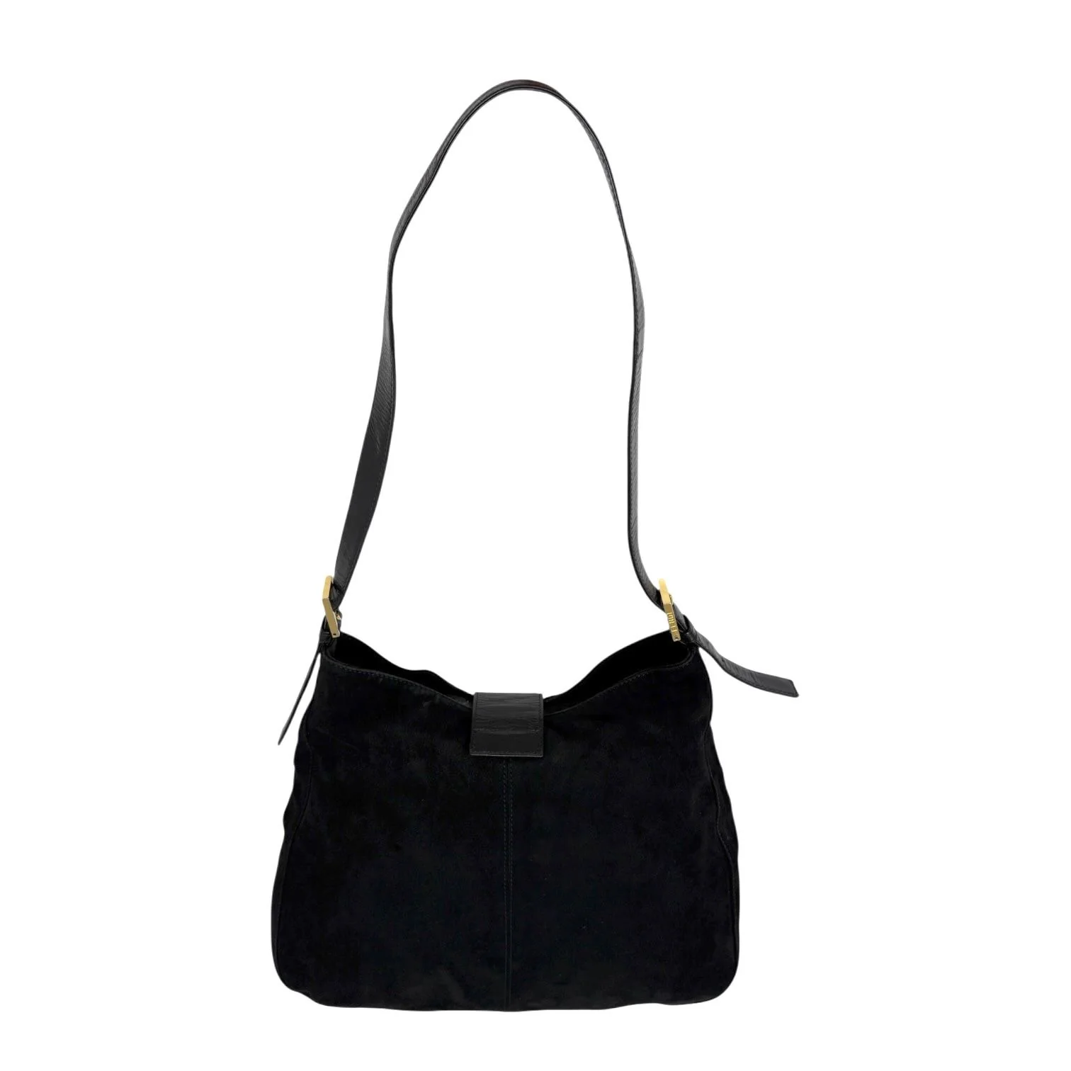 Fendi Black Suede Slouchy Shoulder Bag - Image 2