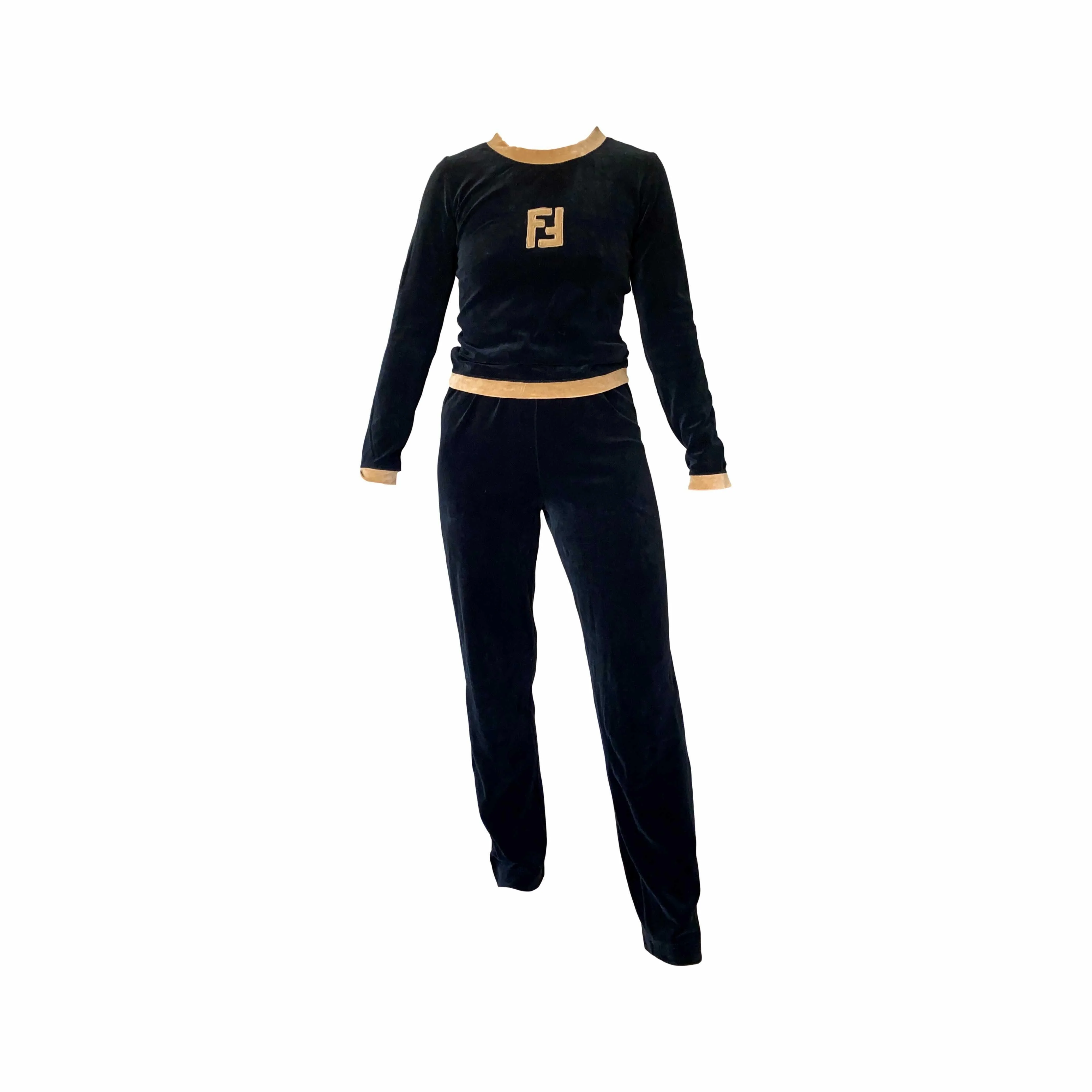 Fendi Black Velour Sweatsuit