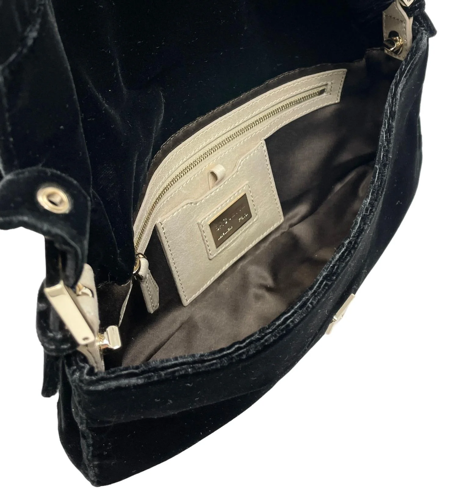Fendi Black Velvet Fringe Baguette - Image 4