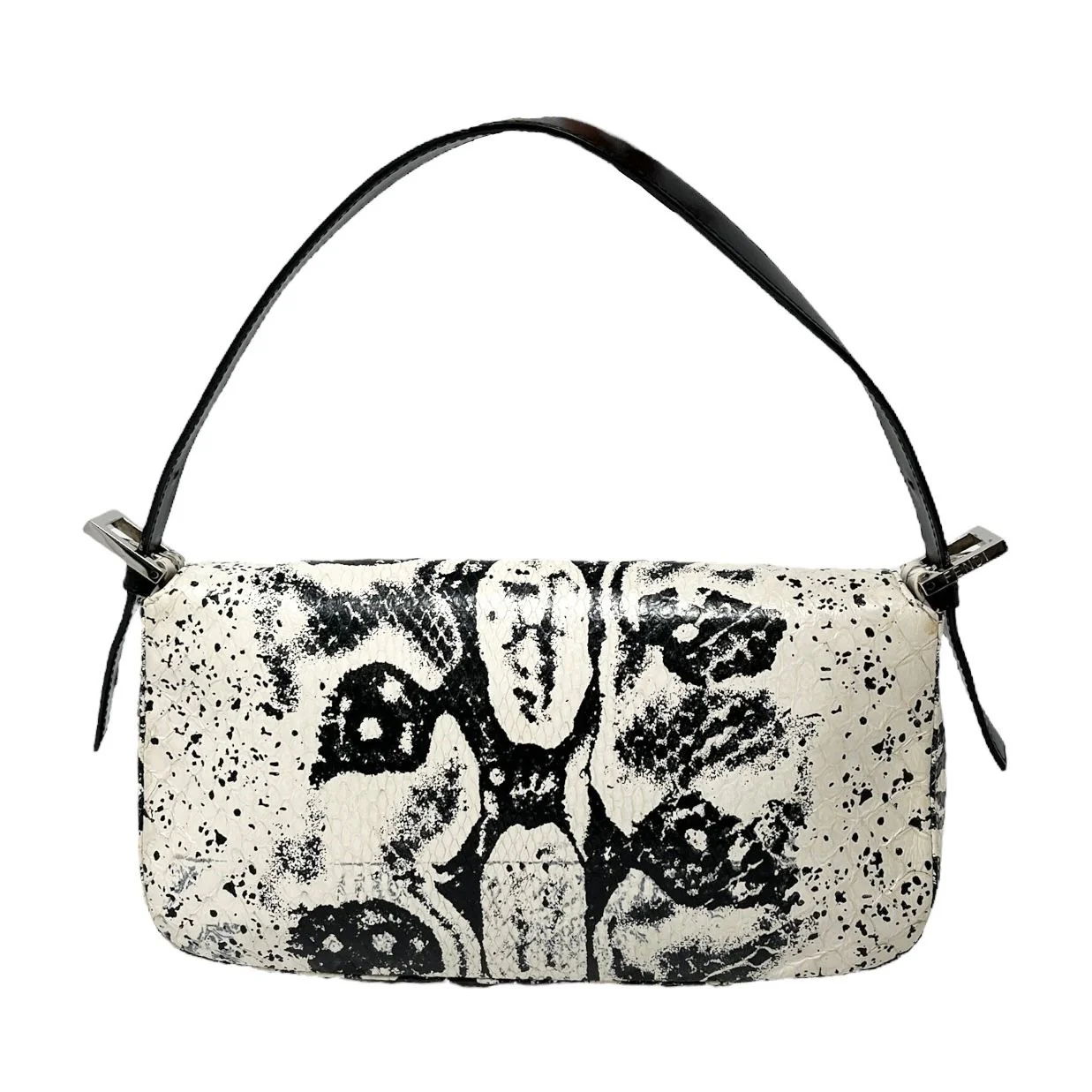 Fendi Black + White Snakeskin Baguette Bag - Image 2