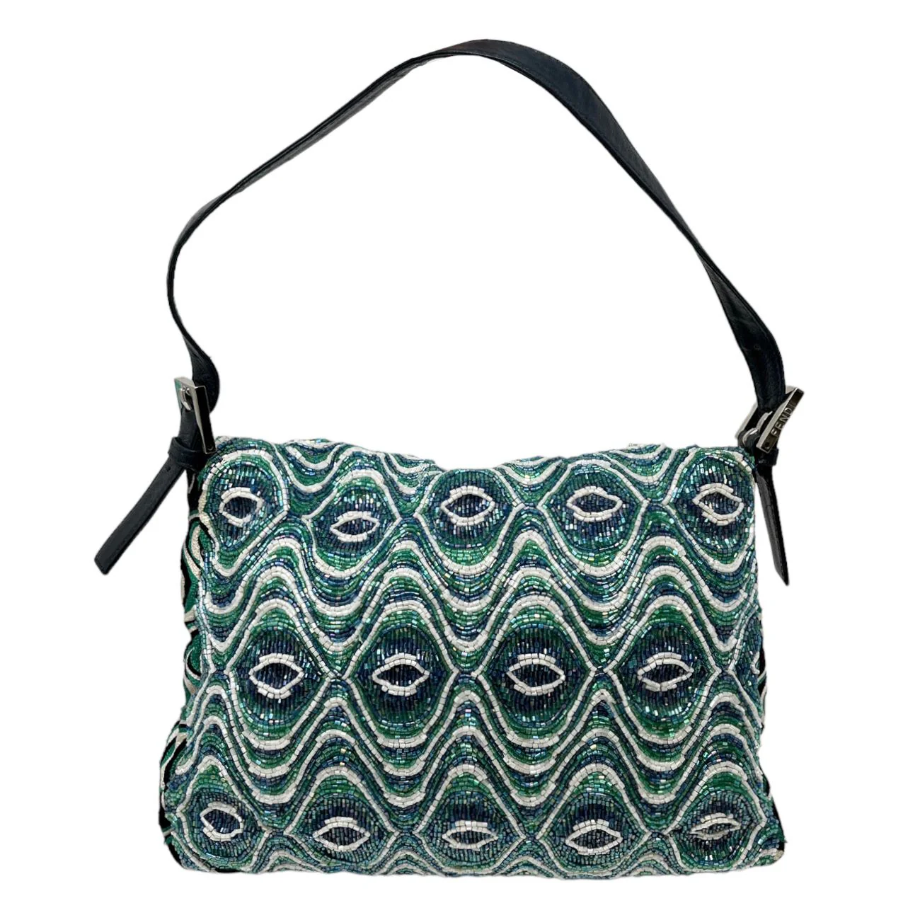 Fendi Blue Beaded Mamma Baguette Bag - Image 2
