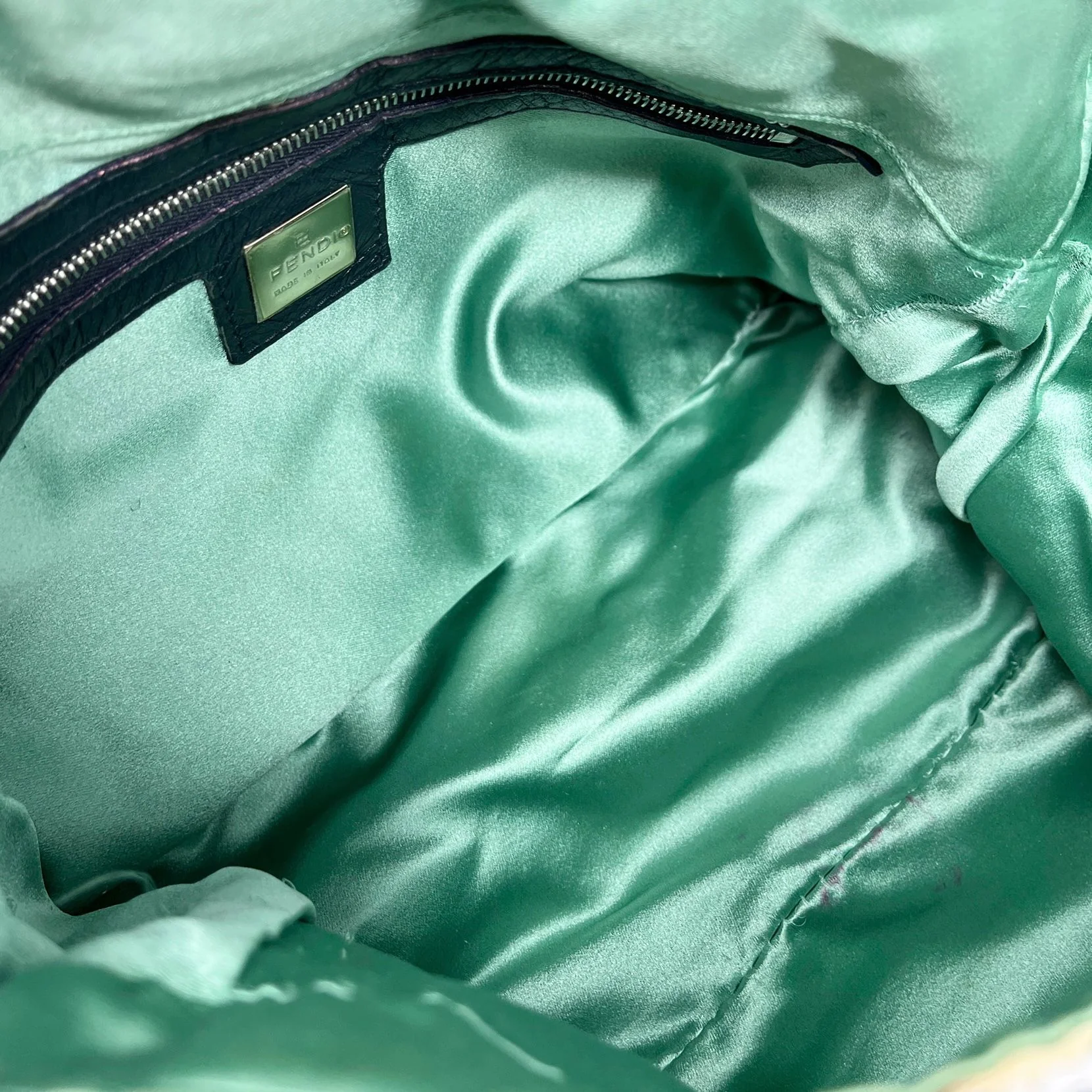 Fendi Blue Beaded Mamma Baguette Bag - Image 3