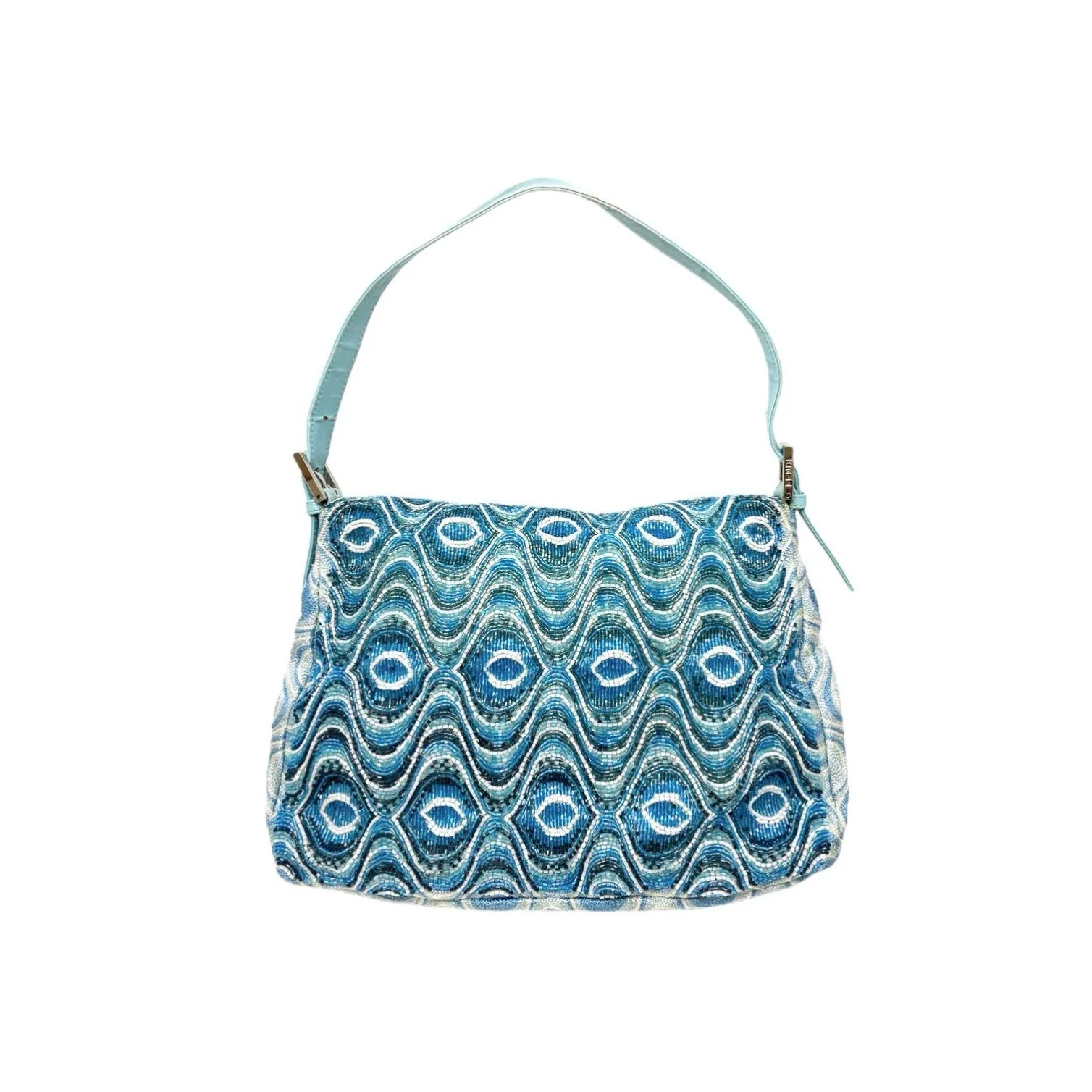 Fendi Blue Beaded Mamma Baguette Bag - Image 2