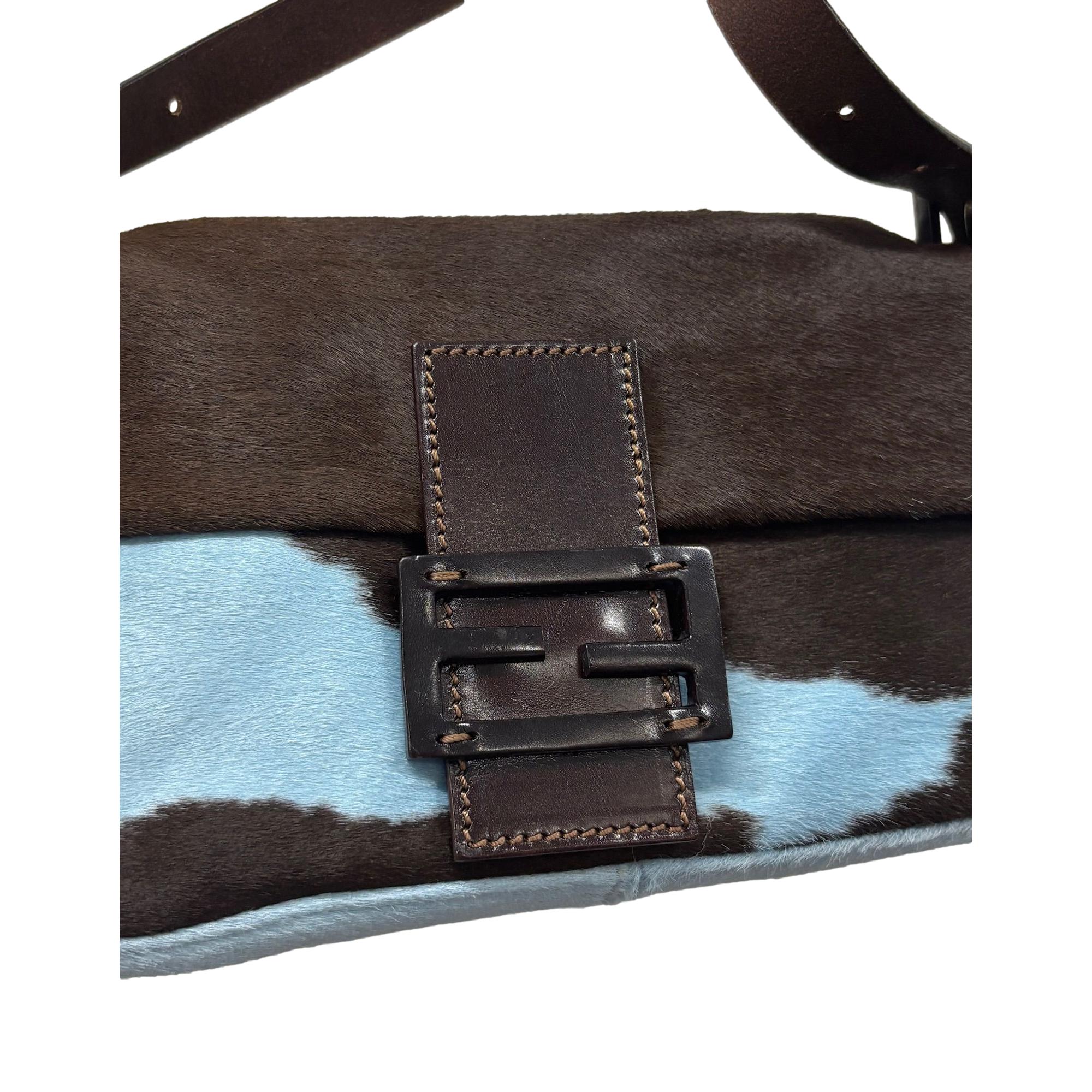 Fendi Blue Cow Print Baguette - Image 4