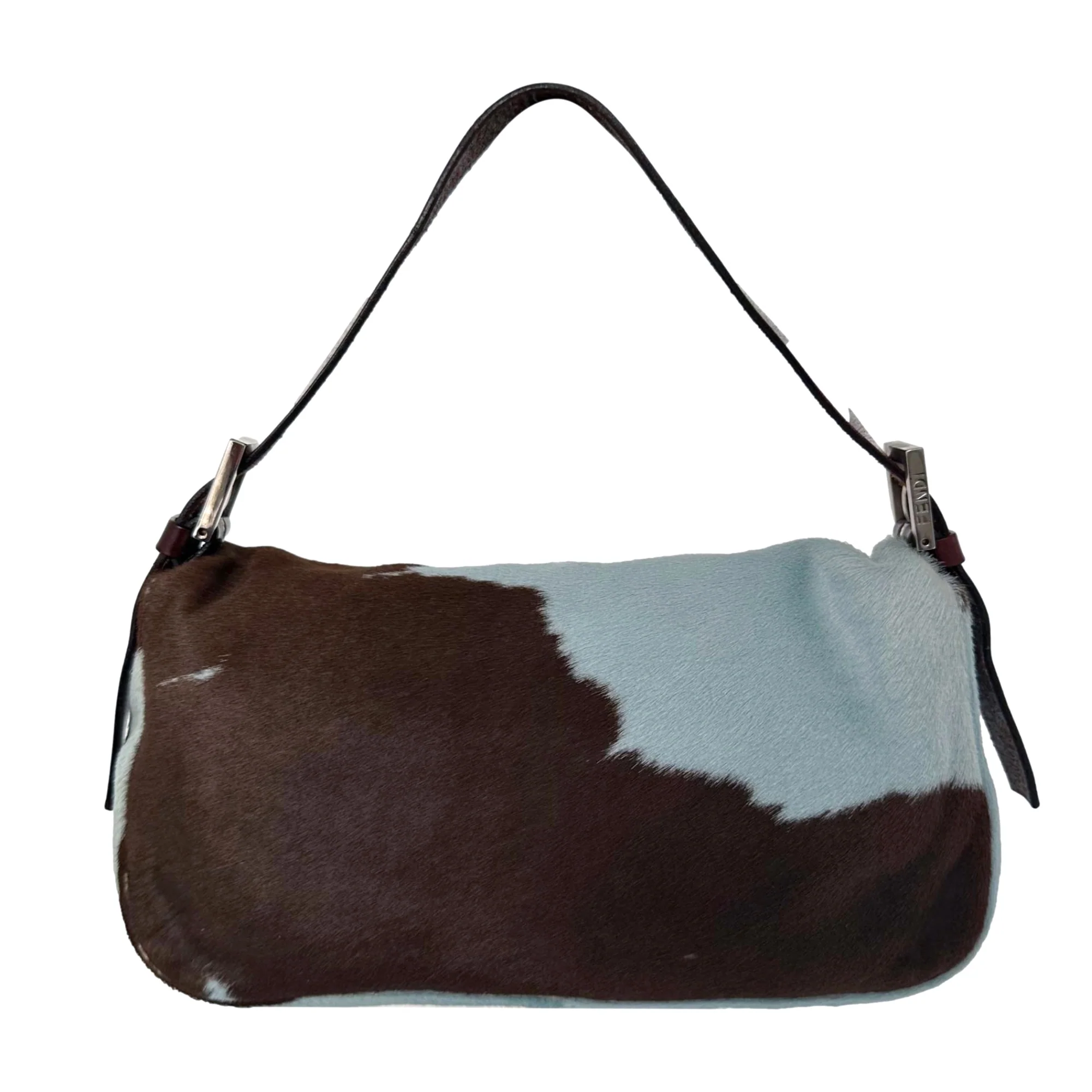 Fendi Blue Cow Print Calfhair Baguette - Image 2